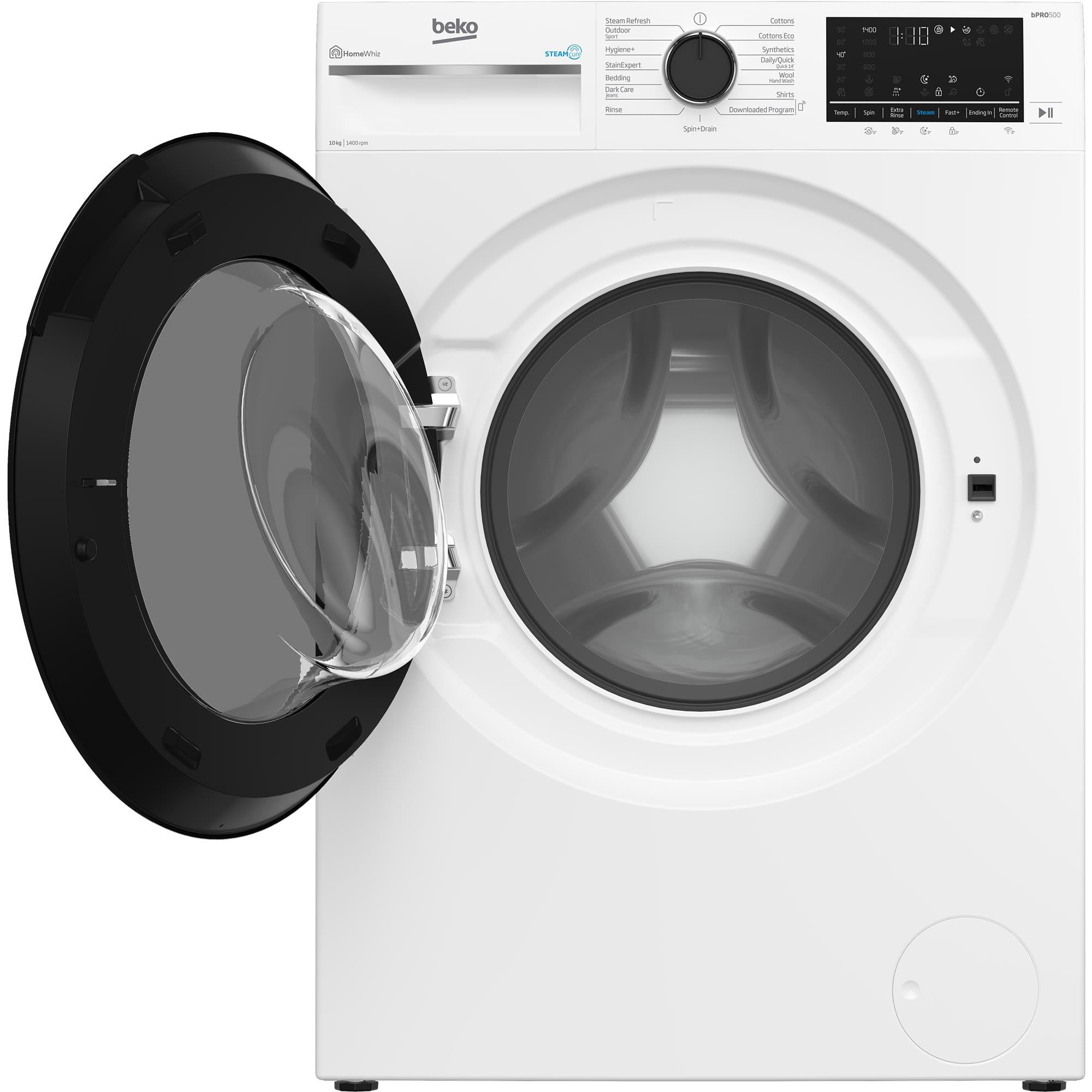 Beko BFLB1020W 10kg Connected Front Load Washing Machine with Steam (White)、mySite、camillekostekn