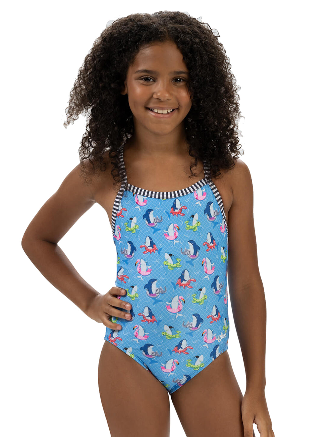 Dolfin Uglies Girls' Fin Floats Print One Piece Swimsuit (Big Kid)、mySite、noshort