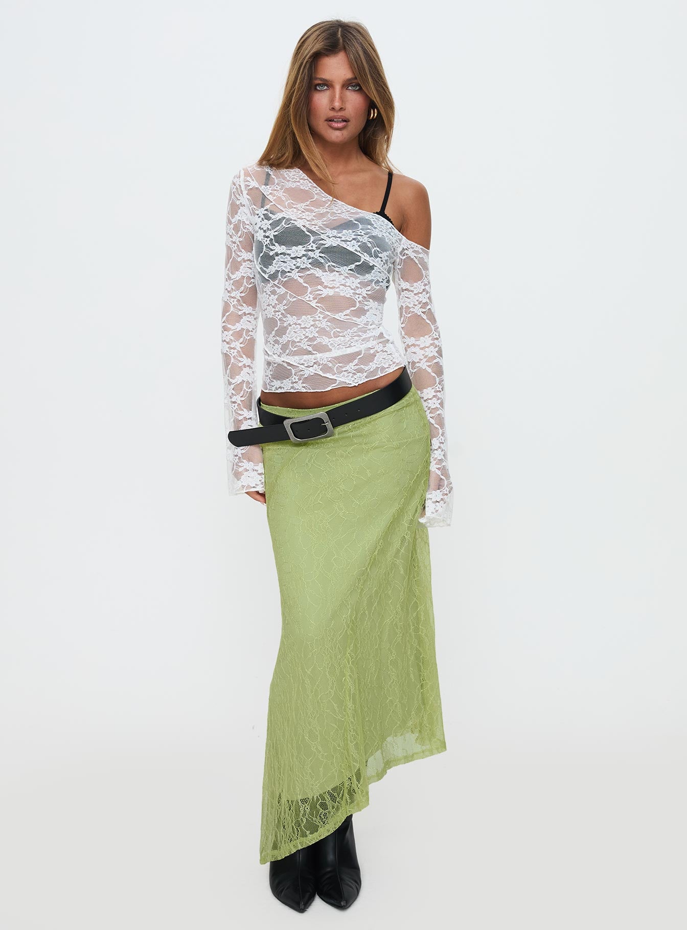 Dreamcatcher Lace Maxi Skirt Green、mySite、solidvoid