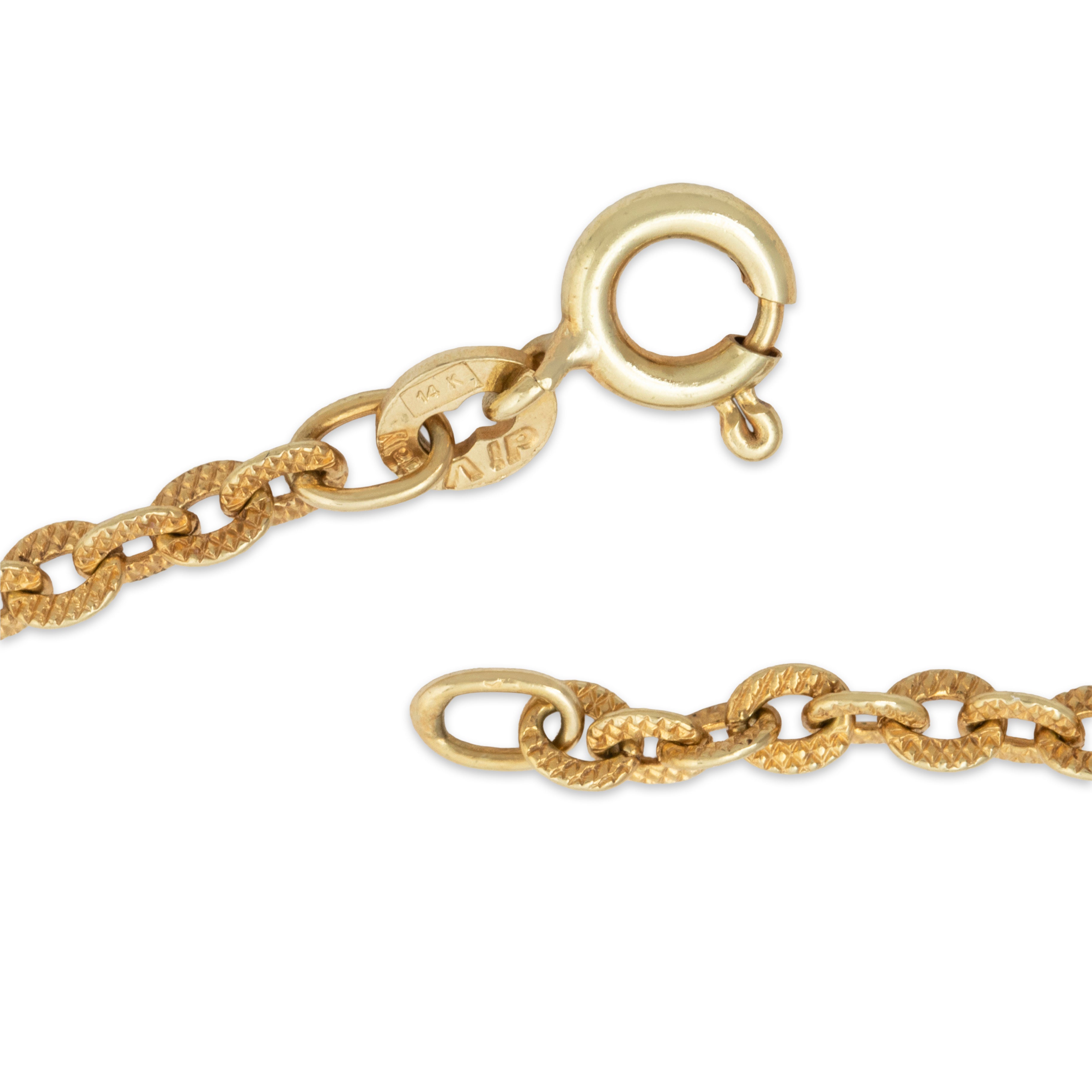 Vintage Long Italian 14k Yellow Gold Textured Links Necklace 26、mySite、hinf8tx79