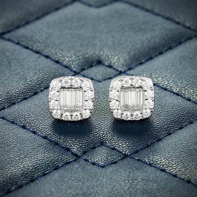 10MM Baguette Moissanite Stud Earrings 14K Gold、mySite、hinf8tx79