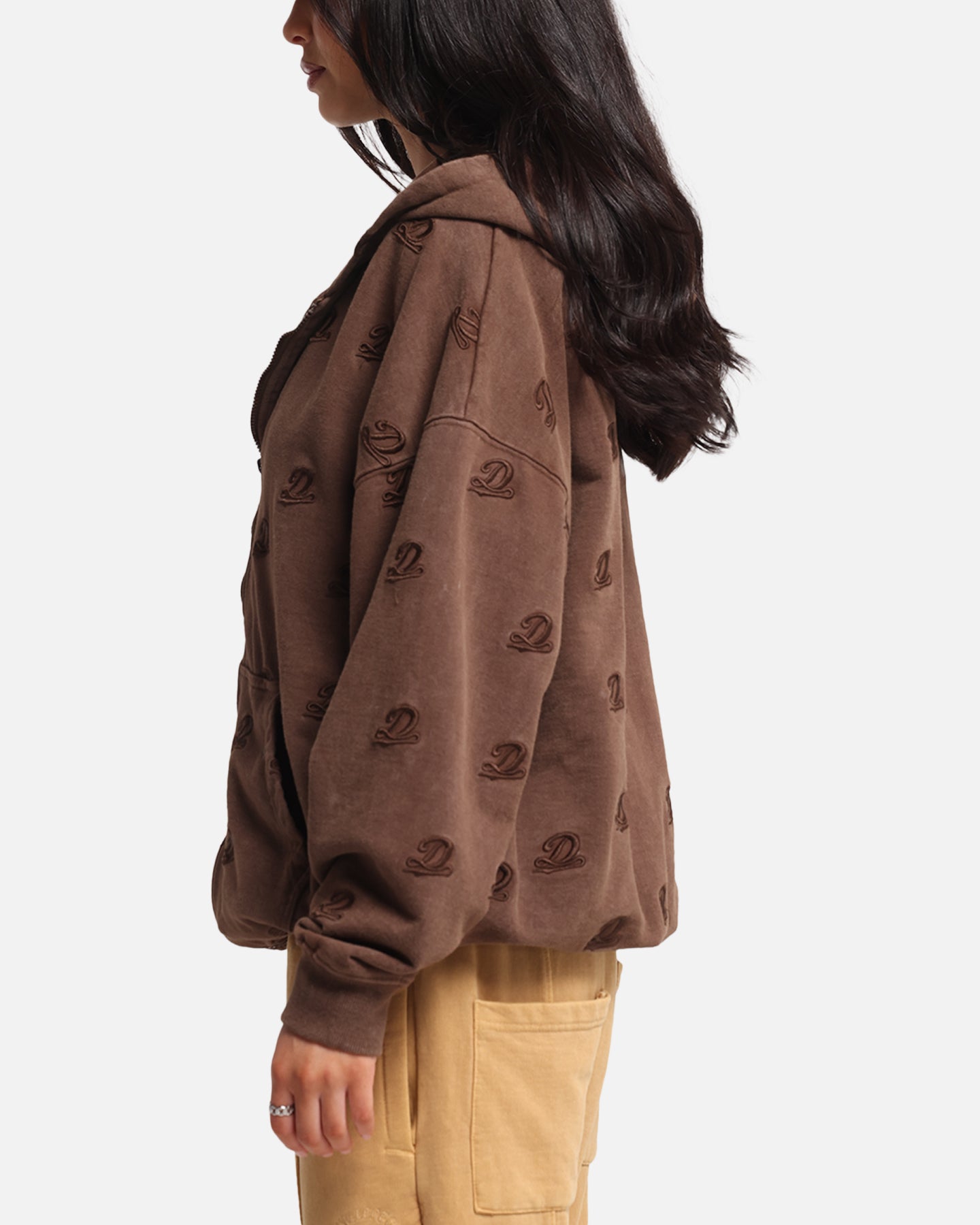 Dreamville Logo All Over Zip Hoodie Brown、mySite、zt4zffjzw