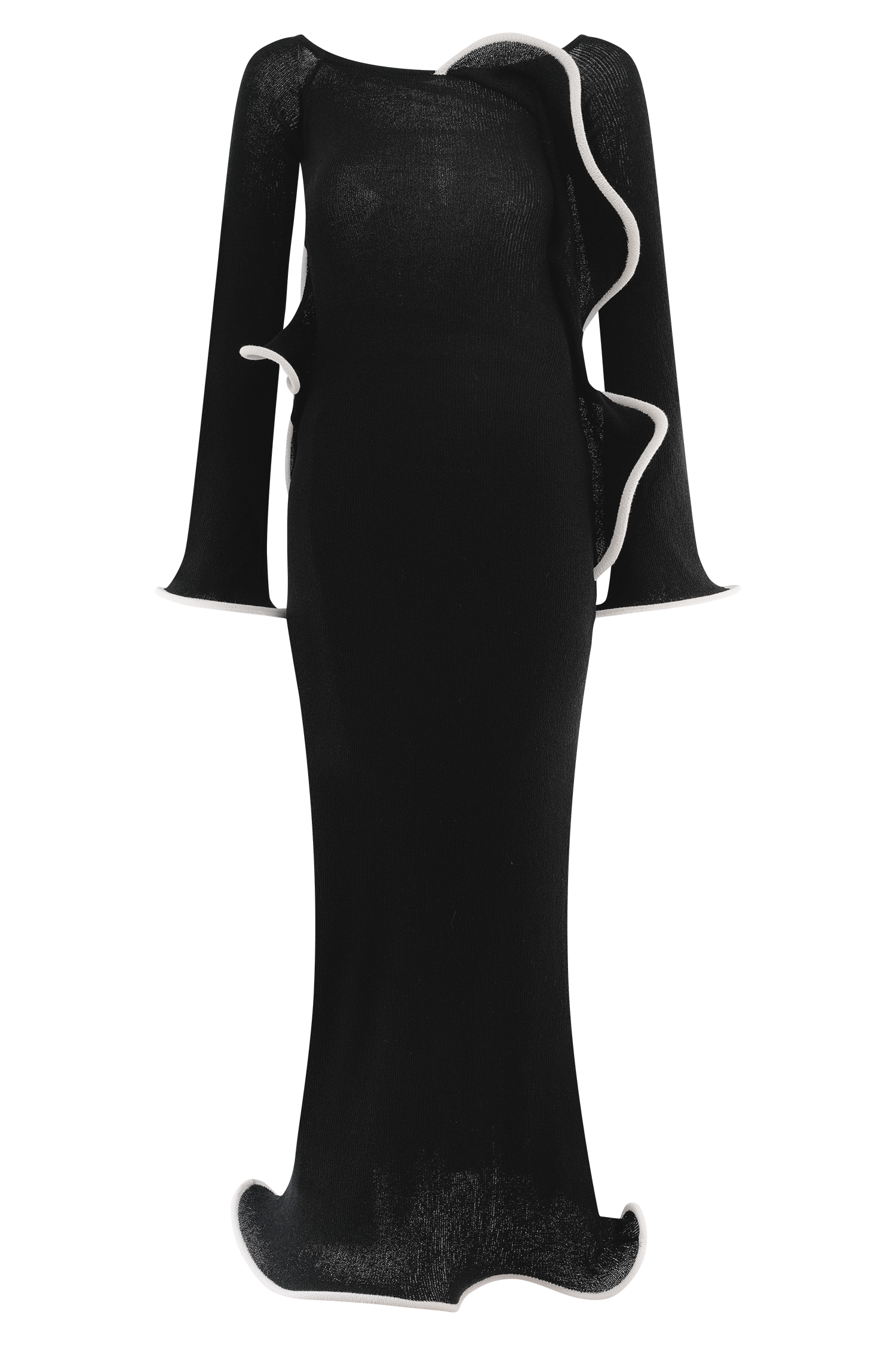 Sandrine Off Shoulder Knit Maxi Dress - Black/White、mySite、solidvoid