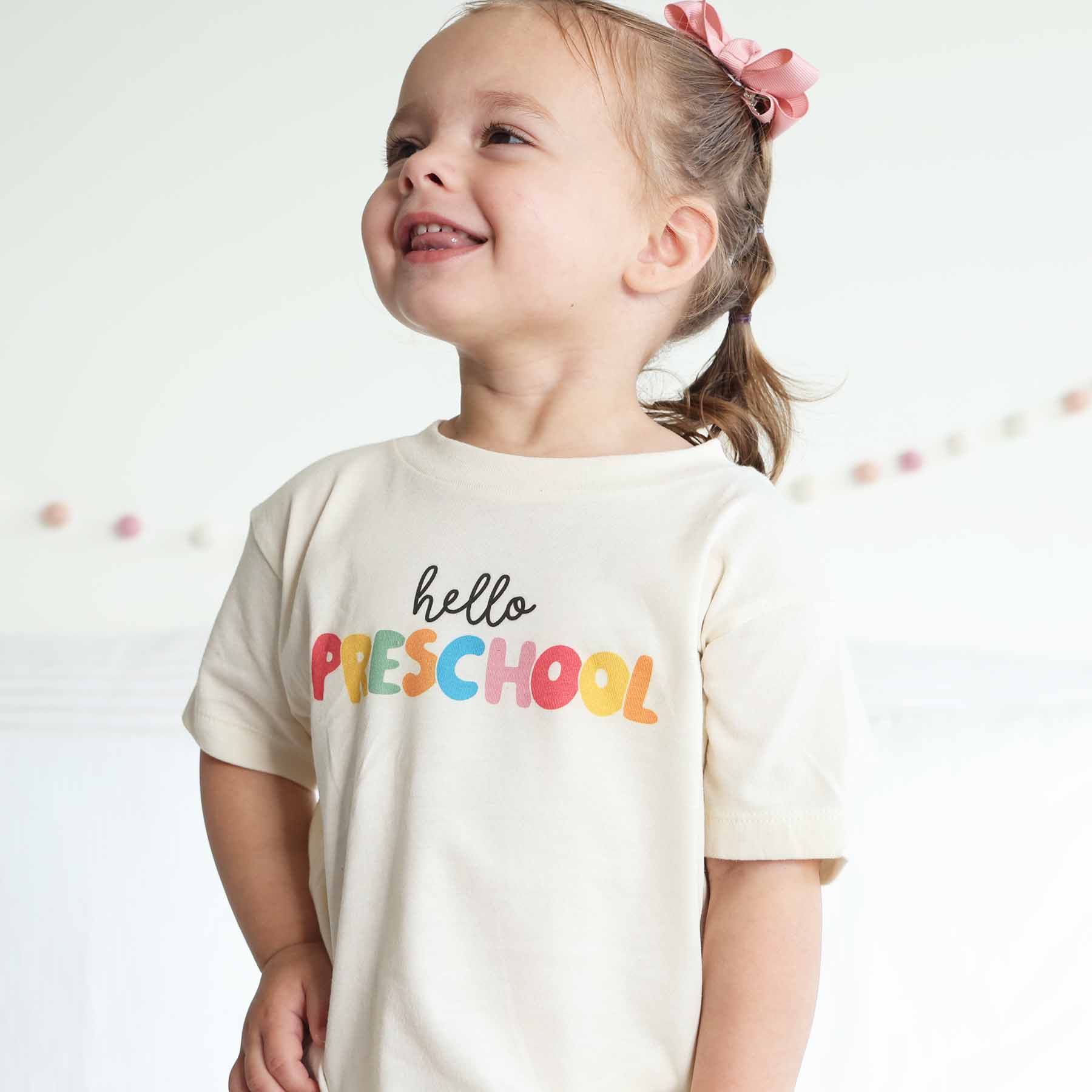  Hello New Grade Kids Graphic Tee | Natural、mySite、layawaytickets