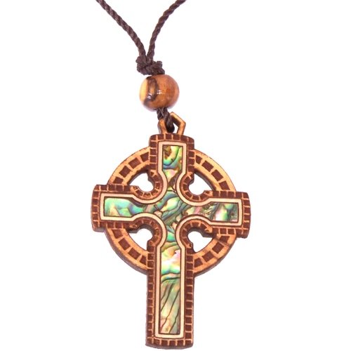 Celtic Olive wood Crucifix with Mother of Pearls (60cm / 23.5 inches, Cross is 5cm or 2 inches)、mySite、topwebapps