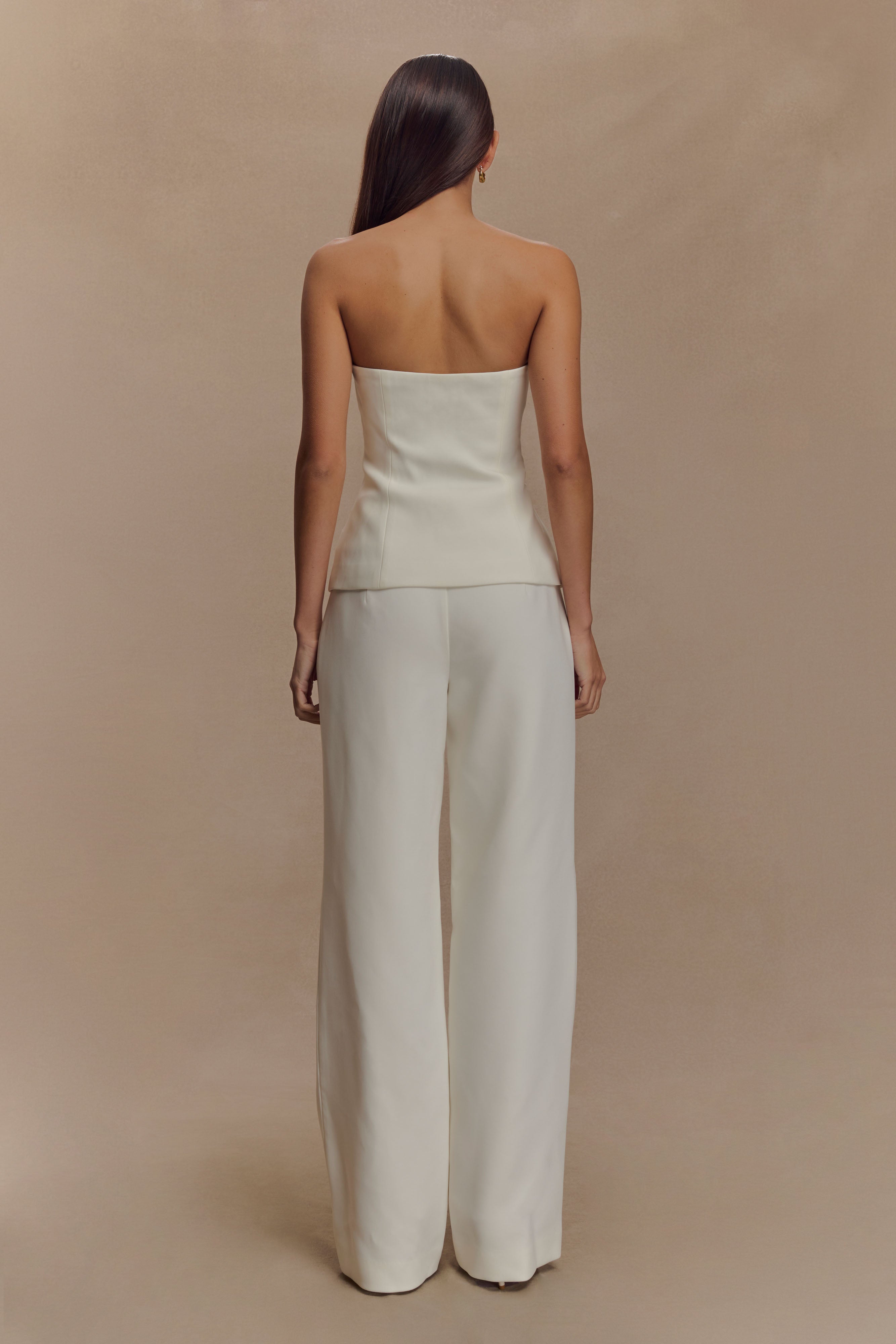 Lindie Strapless Suiting Top - Ivory、mySite、solidvoid