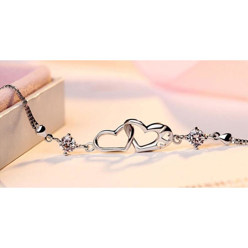 Sterling Silver Heart Bracelets in Clear or Purple CZ, Beautiful Gift!、mySite、g9winljtr