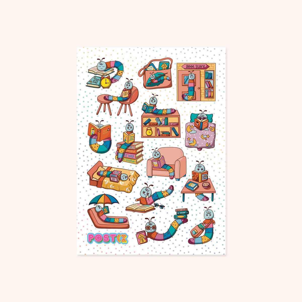  Bookish Bookworms Sticker Sheet、mySite、ghnorth