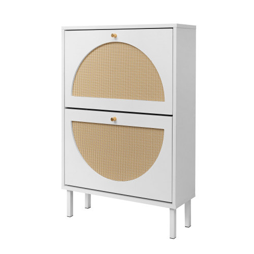 2 Door Shoe Rack, Rattan, Double Layer, Suitable for Living Room, Hallway、、casual