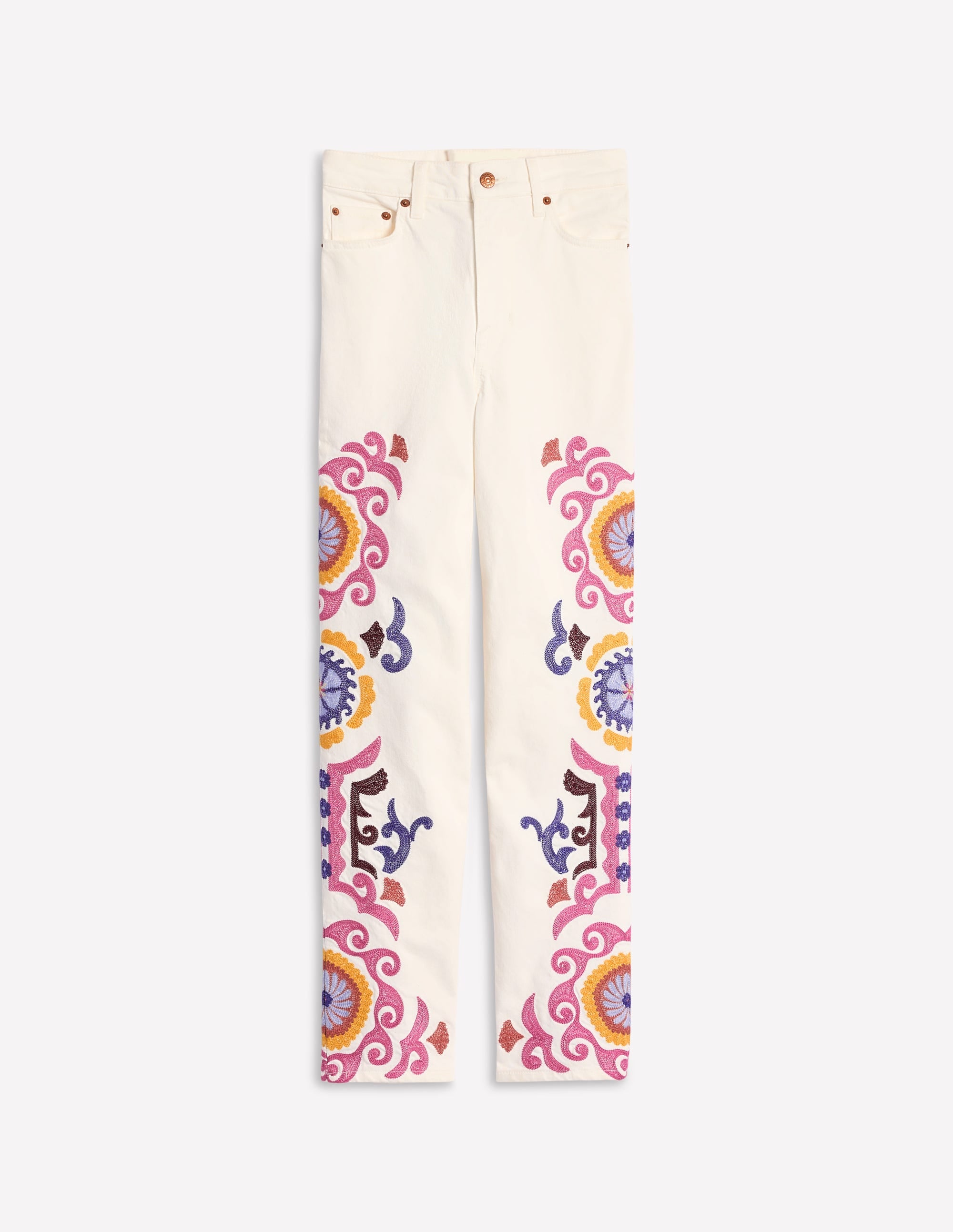  High Rise Embroidered Jeans-White Embroidery、mySite、ashleygrahame