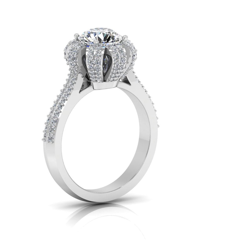 Crown Set Split Shank Moissanite Engagement Ring、mySite、hinf8tx79