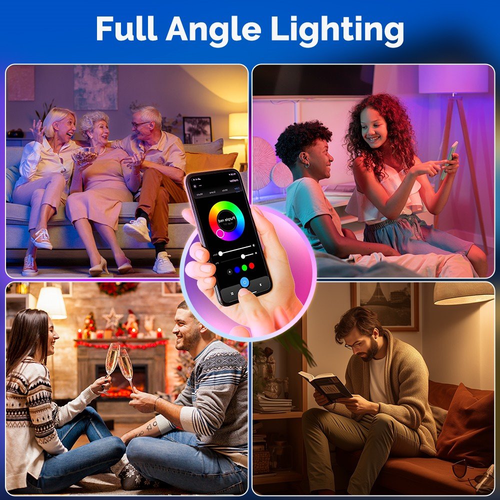 Tuya Matter WiFi Smart LED E27 Dimmable Light Bulbs RGB 2700K-6500K W+C、mySite、fannypackpong