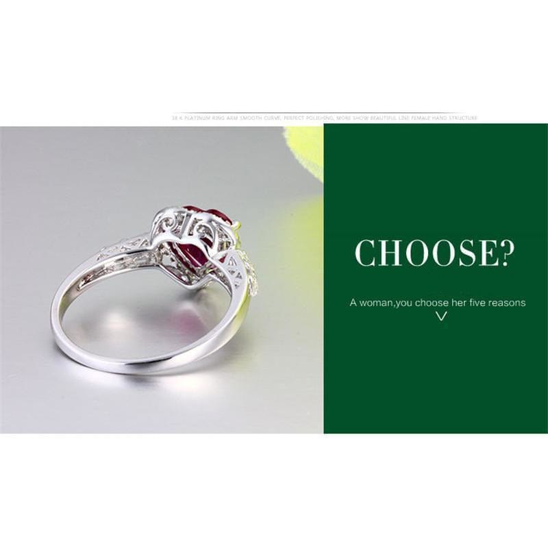 Deep Red Created Ruby and CZ Heart Ring in 925 Sterling Silver, So Romantic!、mySite、g9winljtr