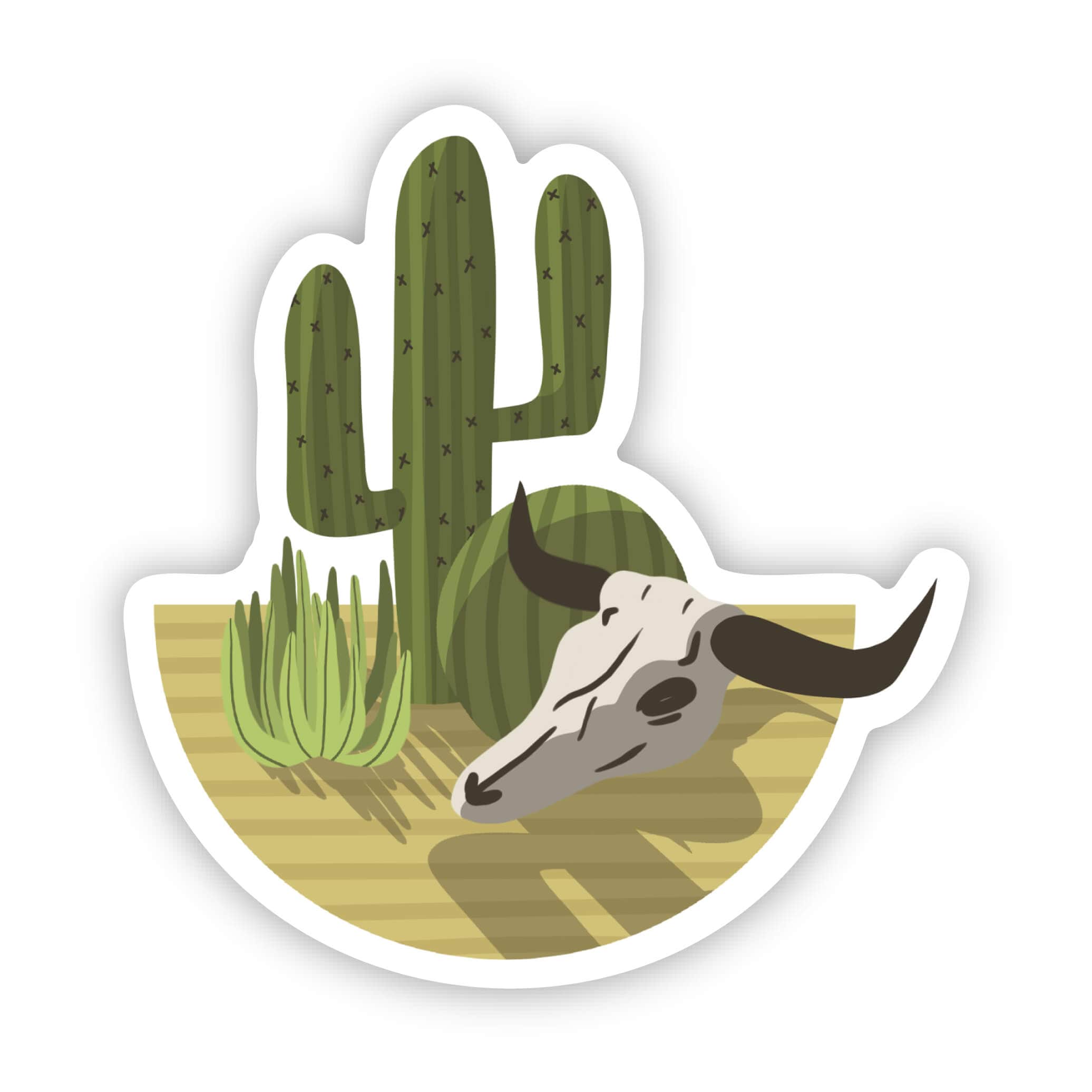  Western Cactus & Cow Skull Sticker、mySite、elrpsem3k