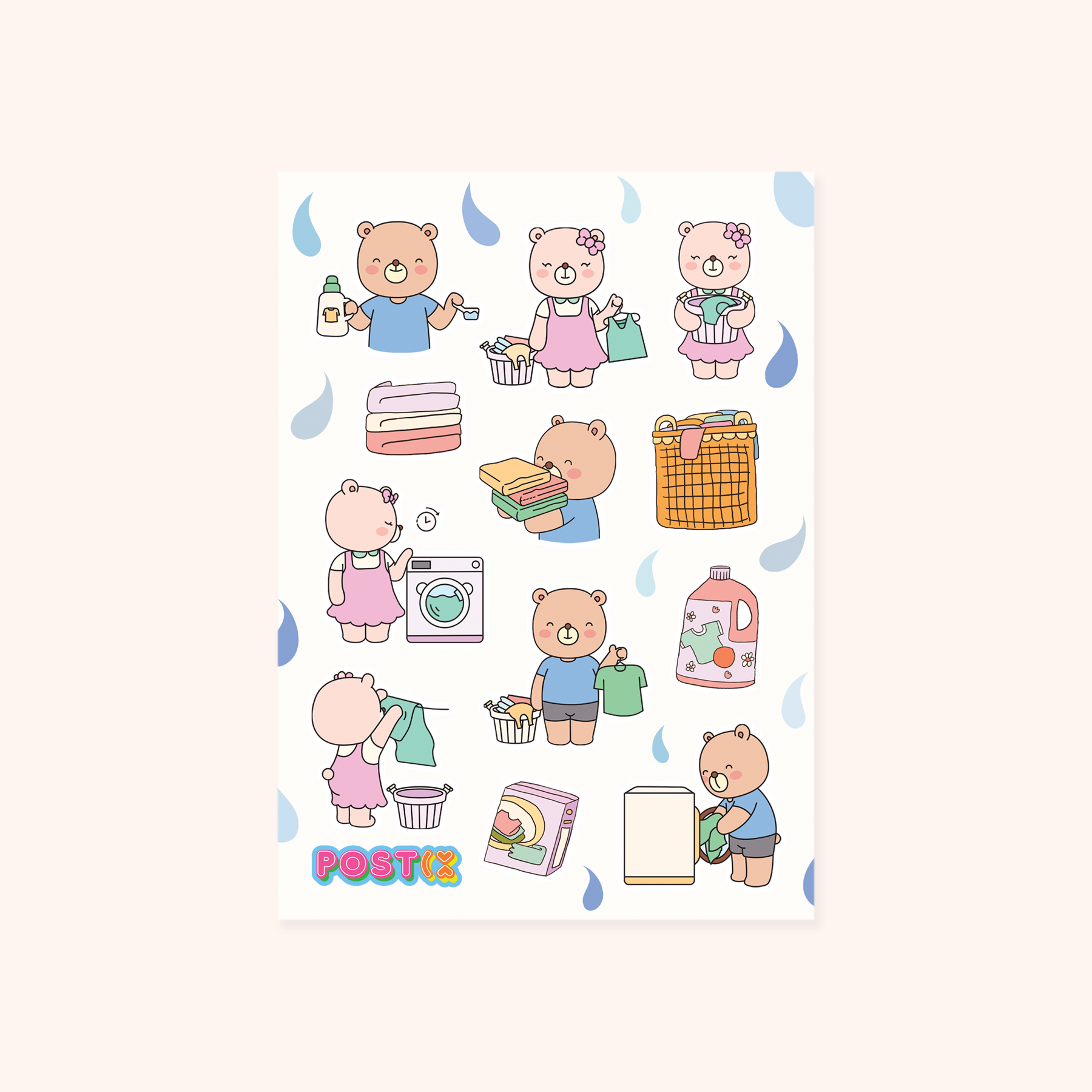  Bear's Laundry Day Sticker Sheet、mySite、ghnorth