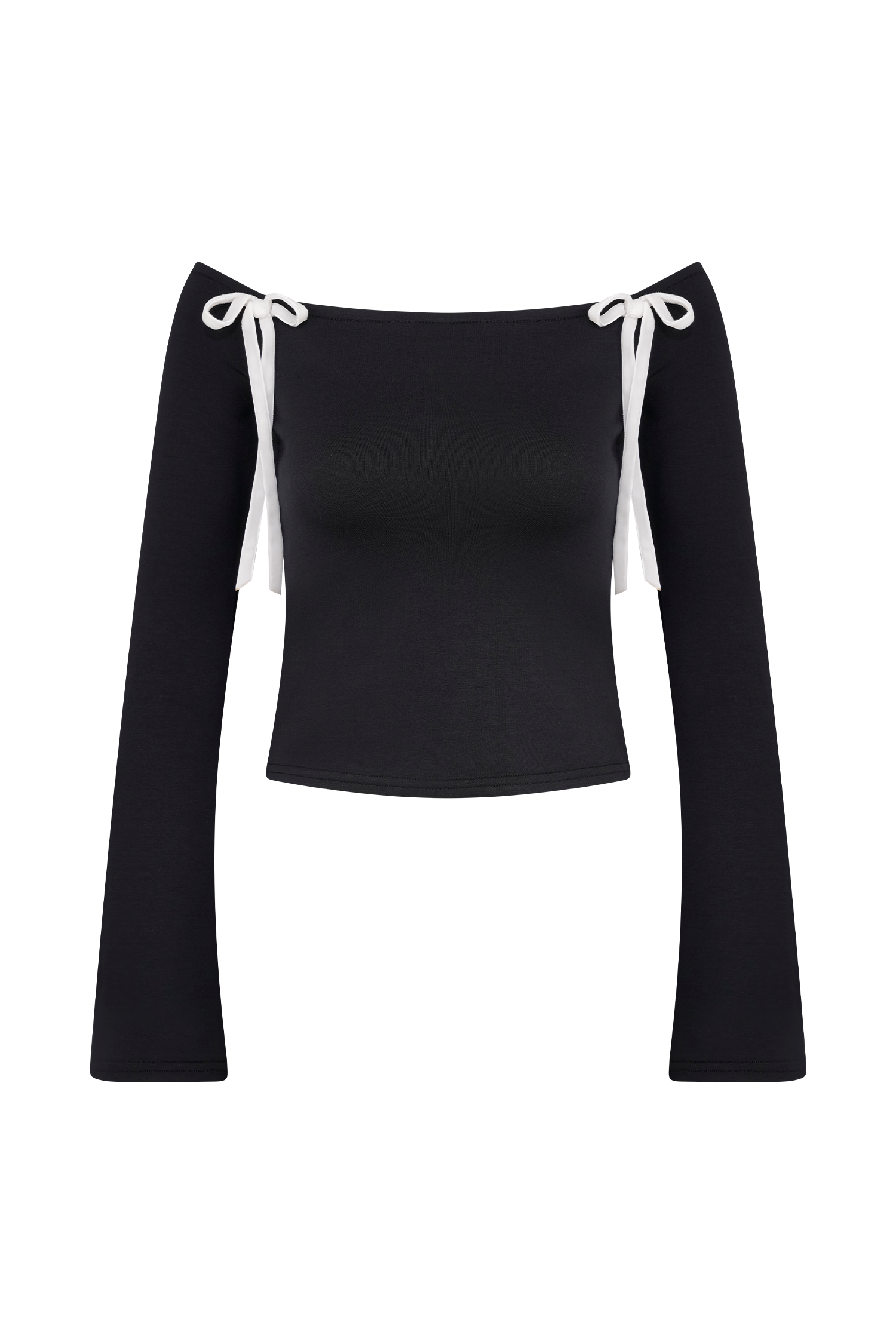Marlene Scuba Jersey Contrast Top - Black/White、mySite、solidvoid