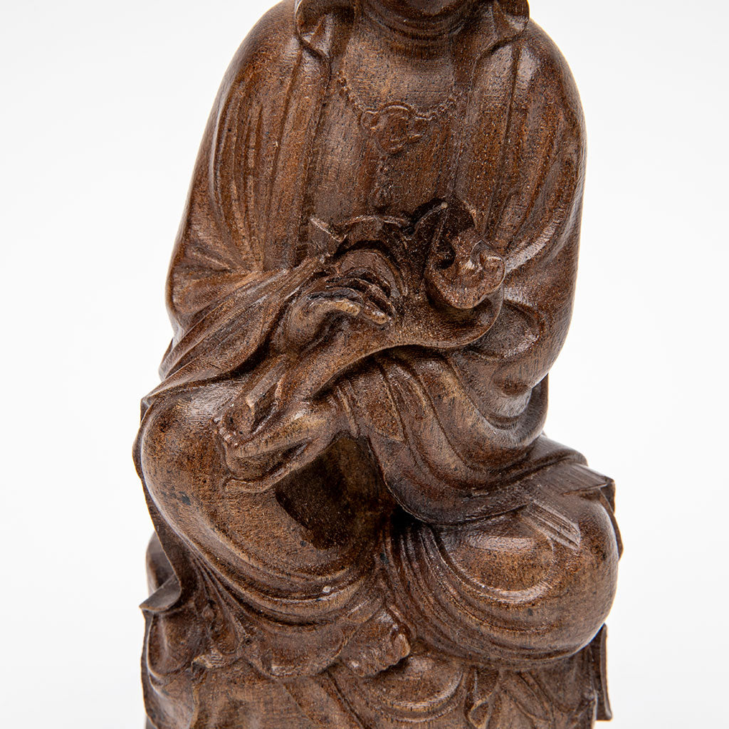 Wooden Kuan Yin with Scepter Statue - 9、mySite、topwebapps