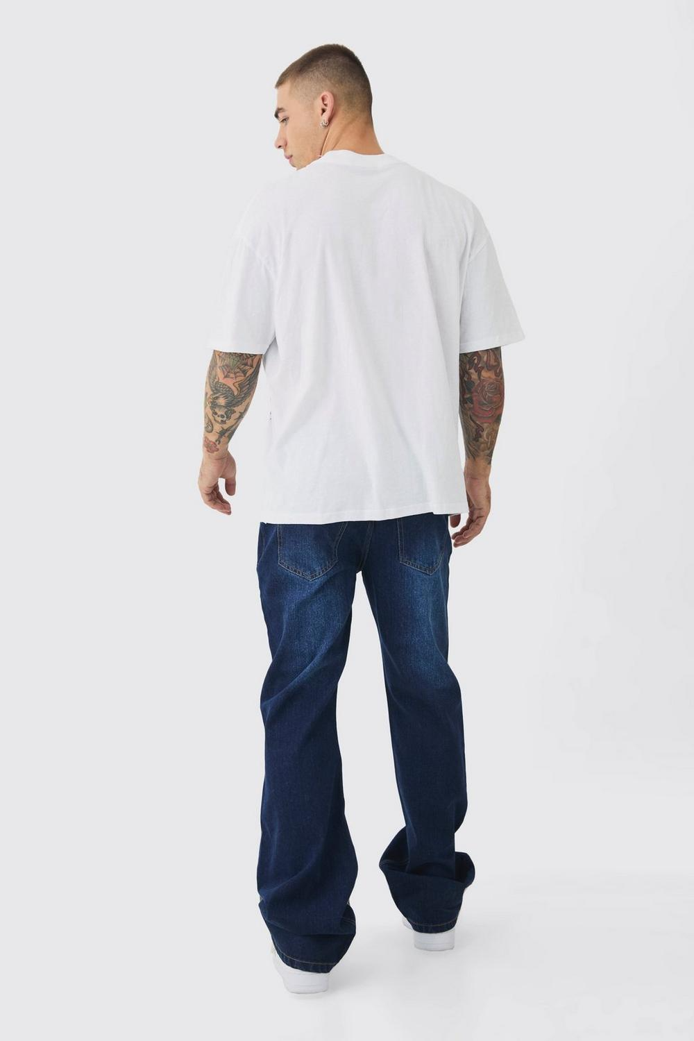  Boohooman Relaxed Rigid Flare Jean In Indigo、mySite、justintrudeaud