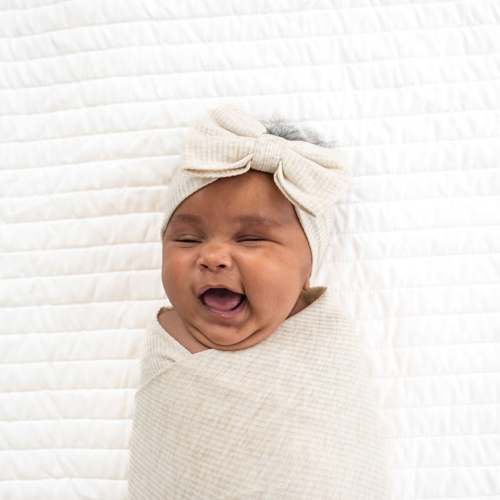  Heather Oatmeal Ribbed Swaddle & Luxe Bow Headband Set、mySite、layawaytickets