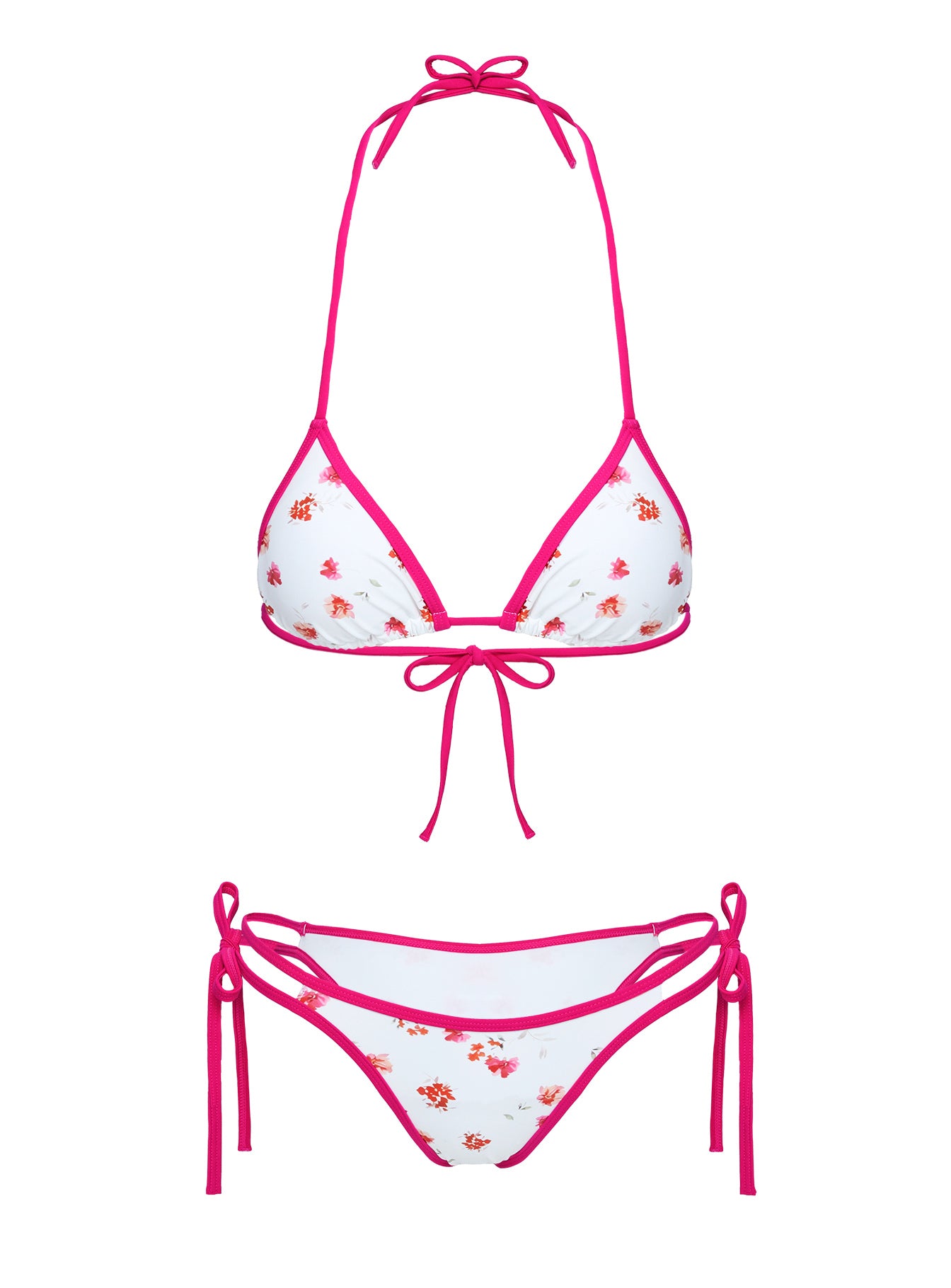 Salty Breeze Tie Side Bikini Bottoms White / Pink Floral、mySite、solidvoid