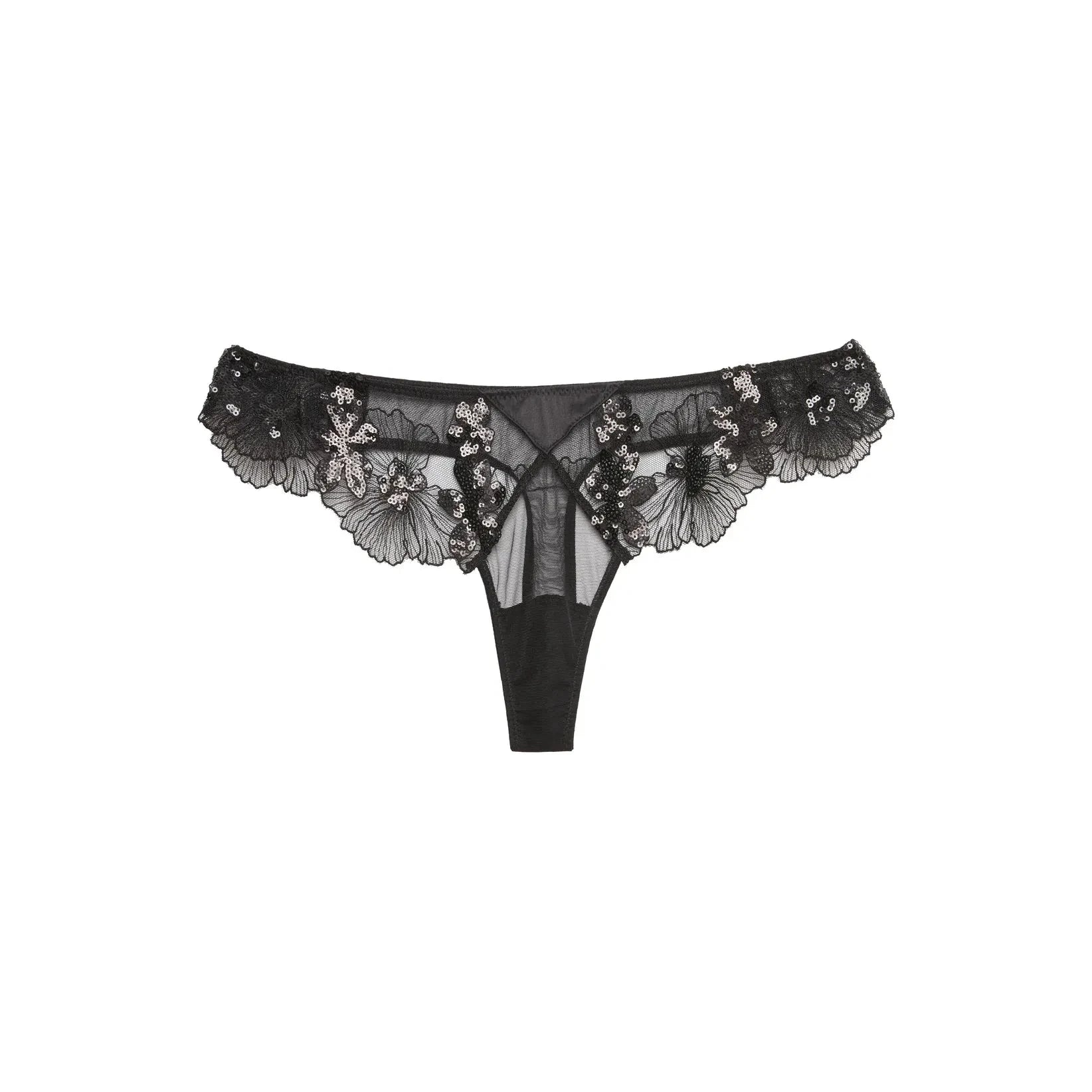  Fleur Du Mal Sequin Violet Embroidery Thong - Black、mySite、justintrudeaud