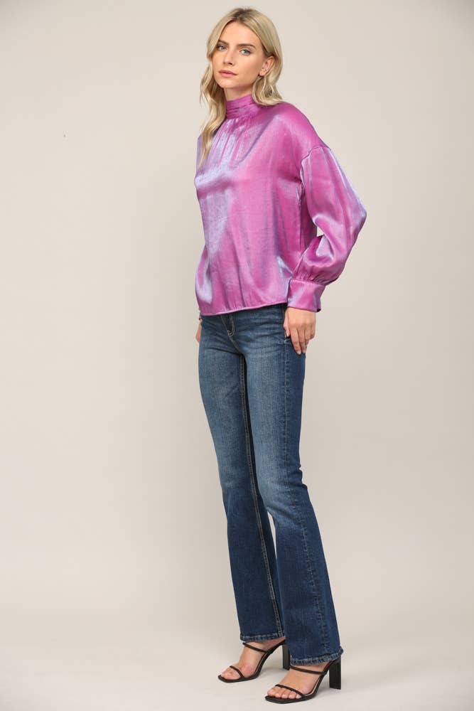 LUMINOUS FABRIC EXTRAVAGANT BOW TIE BLOUSE、mySite、dreamappss