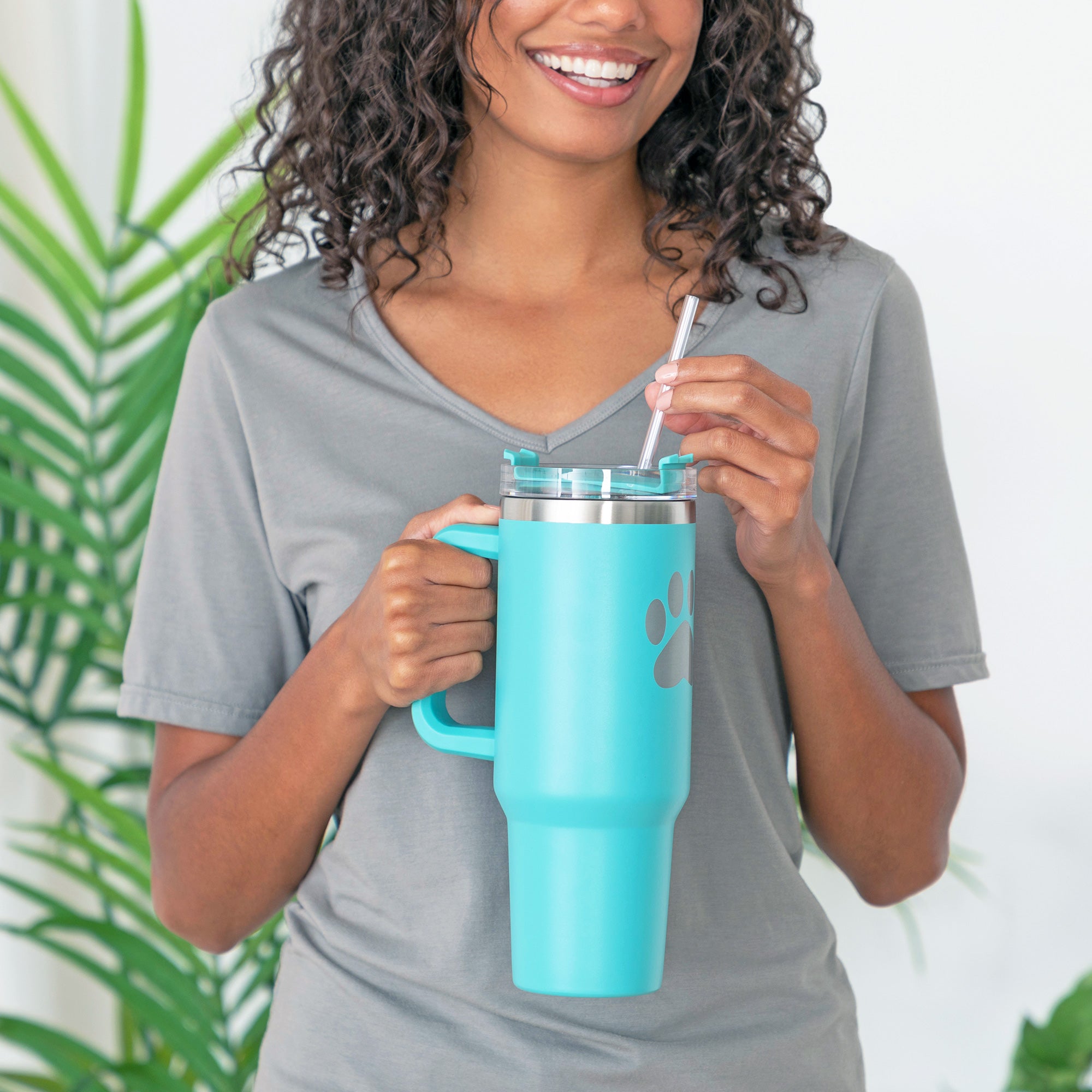 Paw Print Vacuum Sealed Stainless Steel Tumbler - 40 oz、mySite、camillekostekn