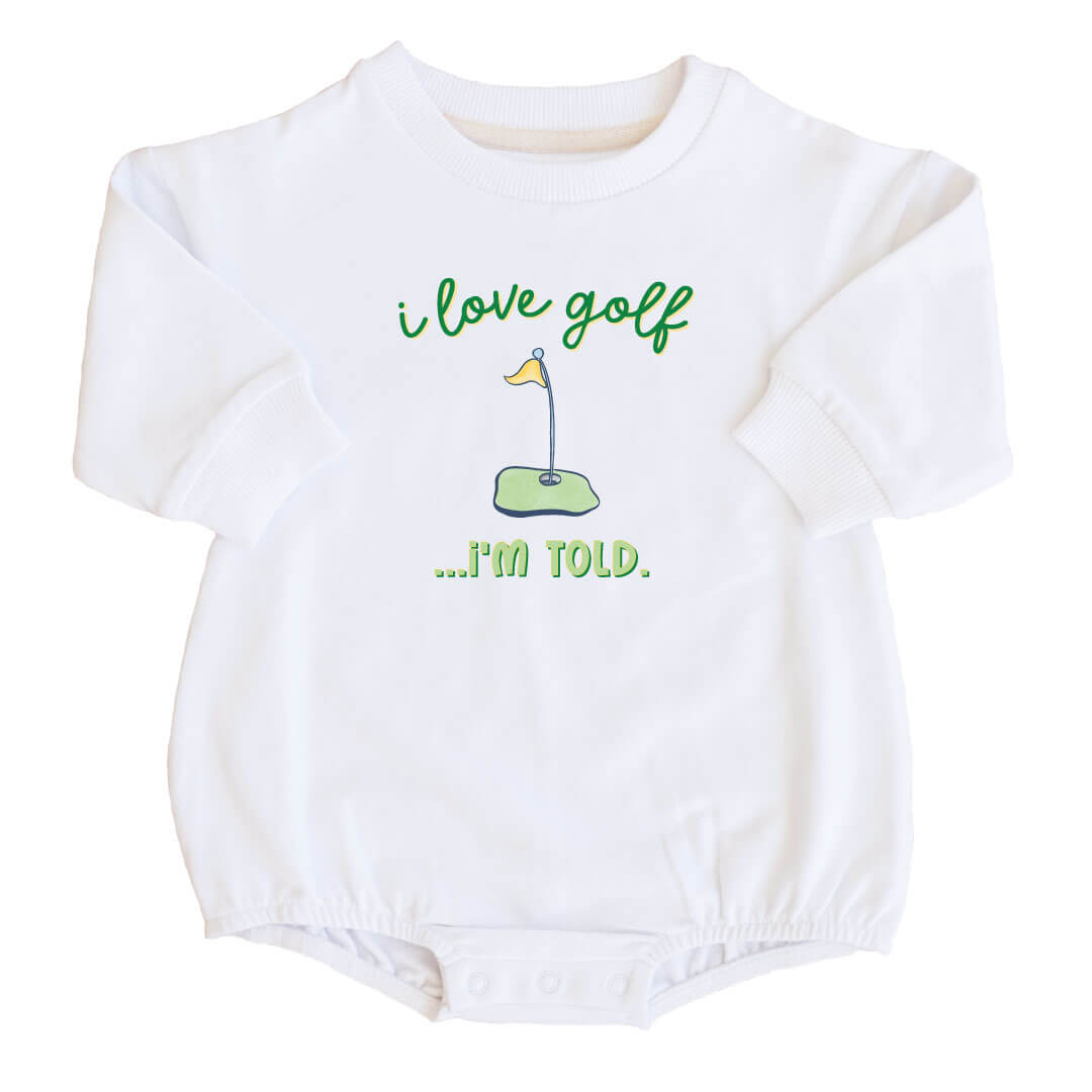  I Love Golf Graphic Sweatshirt Bubble Romper | White、mySite、layawaytickets