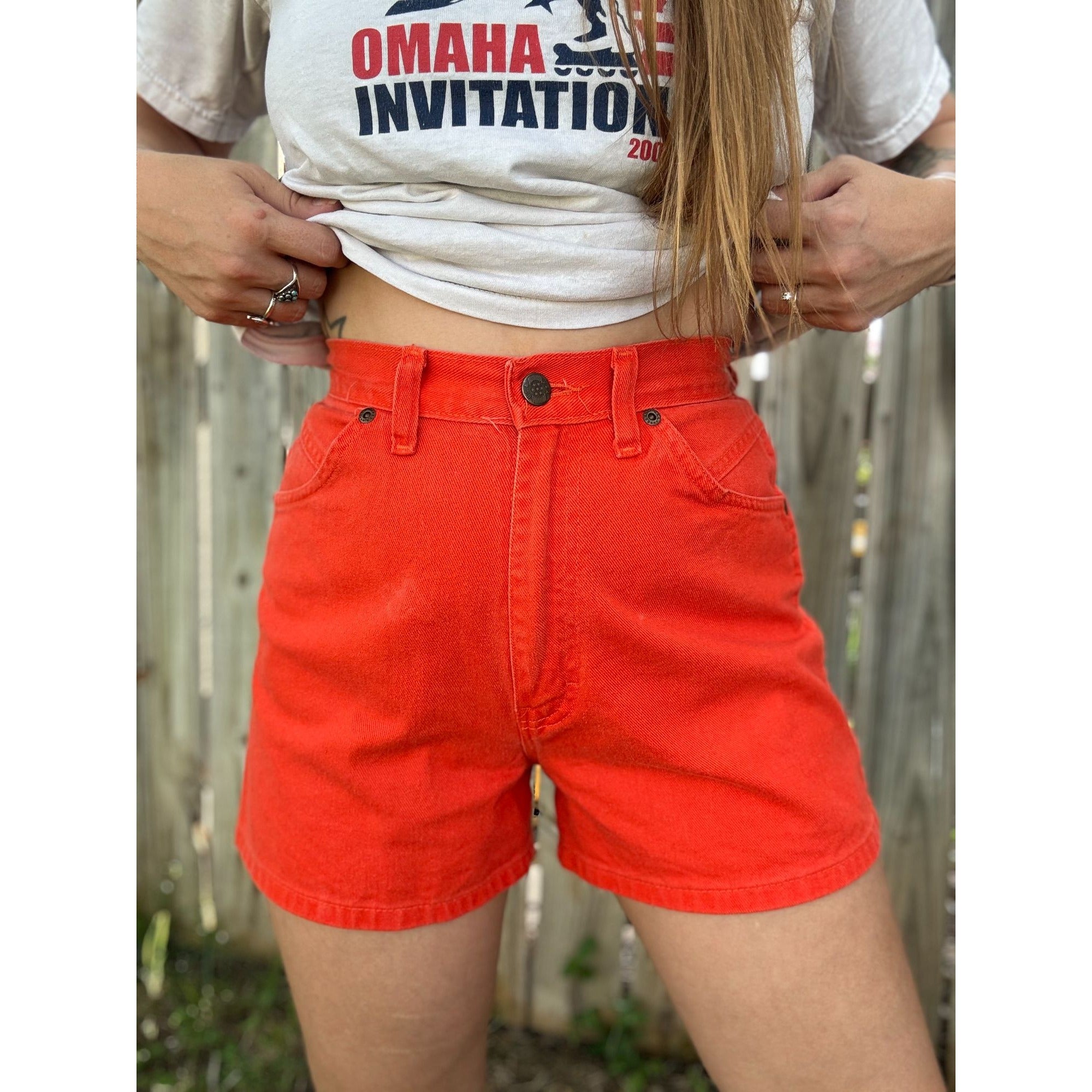 90's Orange Denim Jean Shorts No Back Pockets Size 5、mySite、garagedoors4me