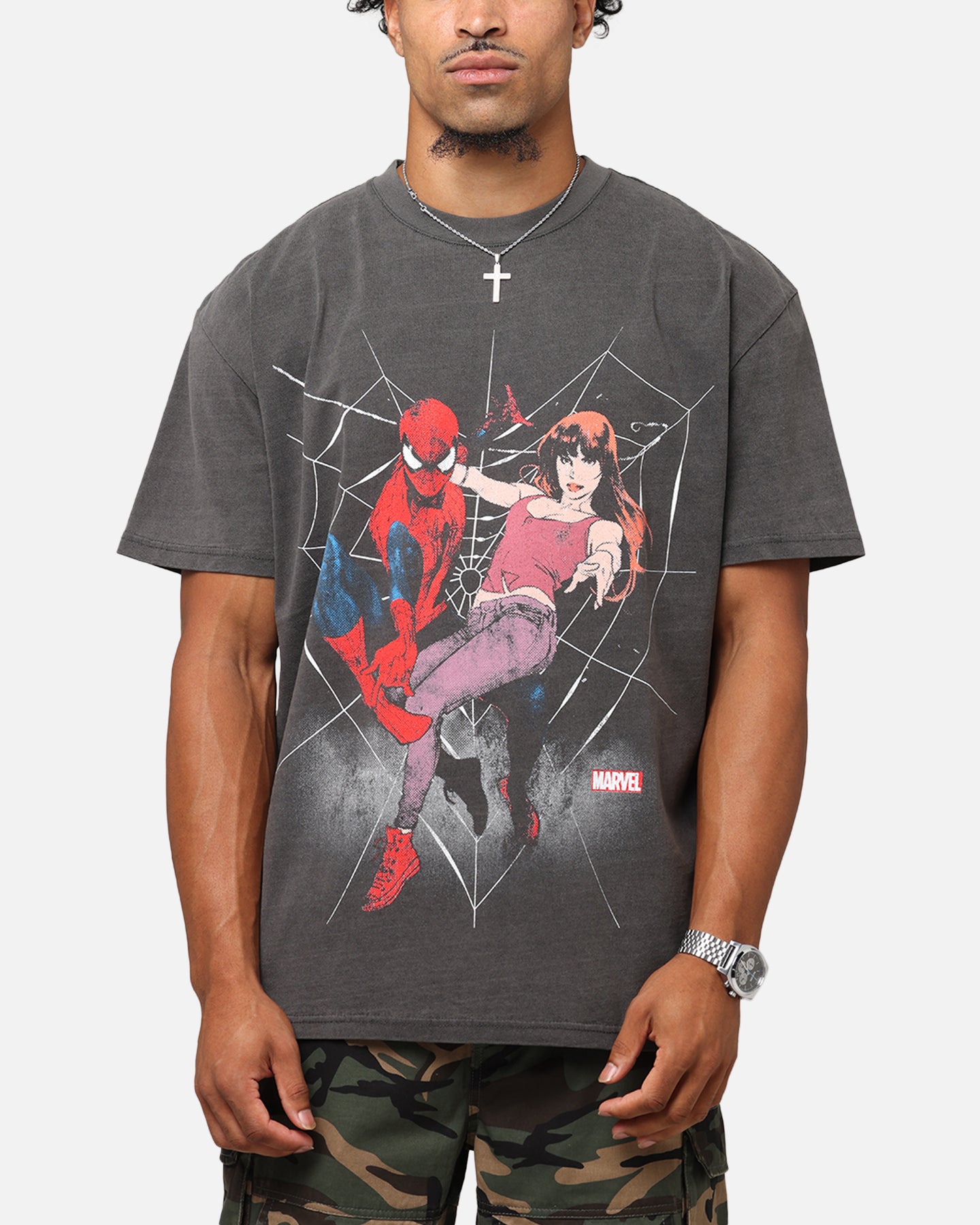 Goat Crew Marvel’s Spider-Man Peter Parker & MJ Heavyweight T-Shirt Black Wash、mySite、zt4zffjzw