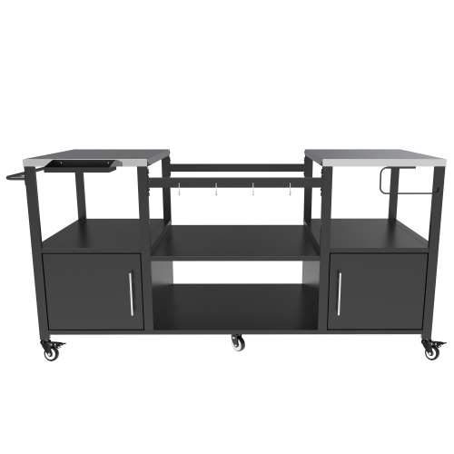 Outdoor Grill Table for Big Green Egg Style BBQ, Metal Grill Cart with Storage Box, Compatible with up to Large Green Egg, Kamado Joe Jr、、eastwooduniform