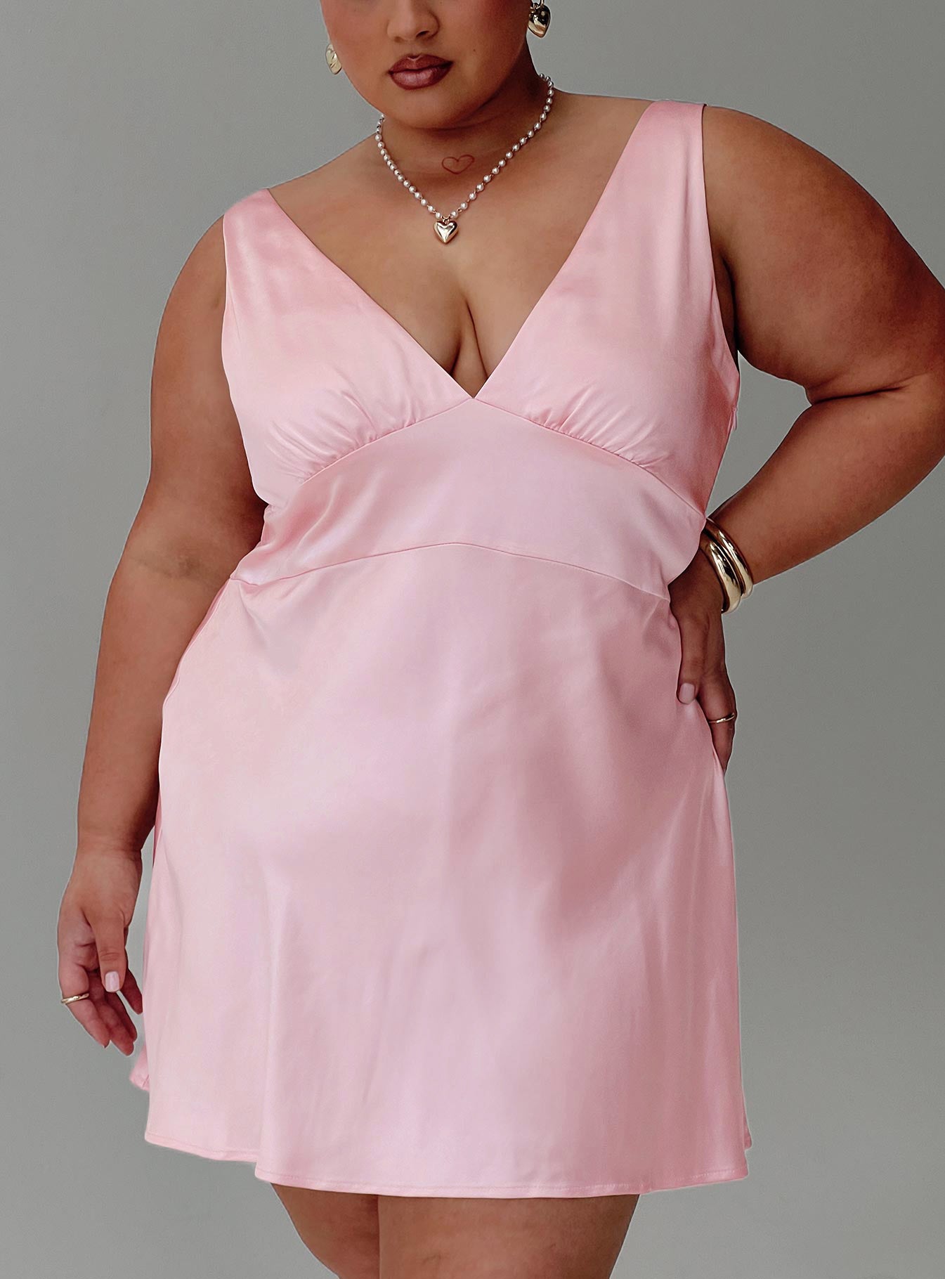 Birdette Plunge Mini Dress Pink、mySite、solidvoid