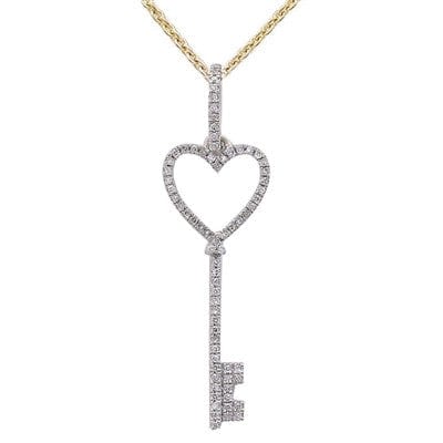 Key to My Heart Diamond Pendant 14K White, Yellow or Rose Gold、mySite、g9winljtr