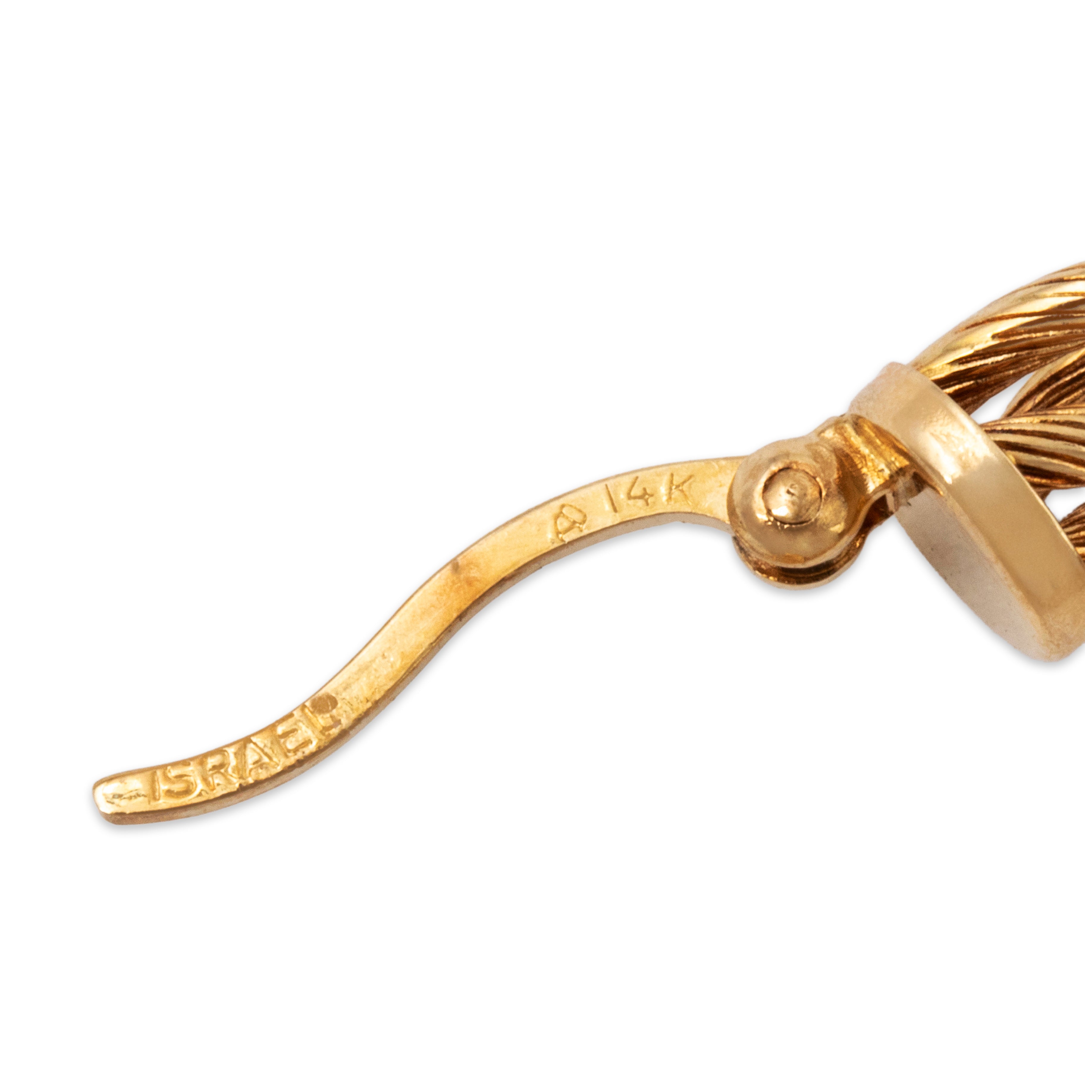 Vintage 14k Yellow Gold Textured Wire Twists Hoop Earrings、mySite、hinf8tx79