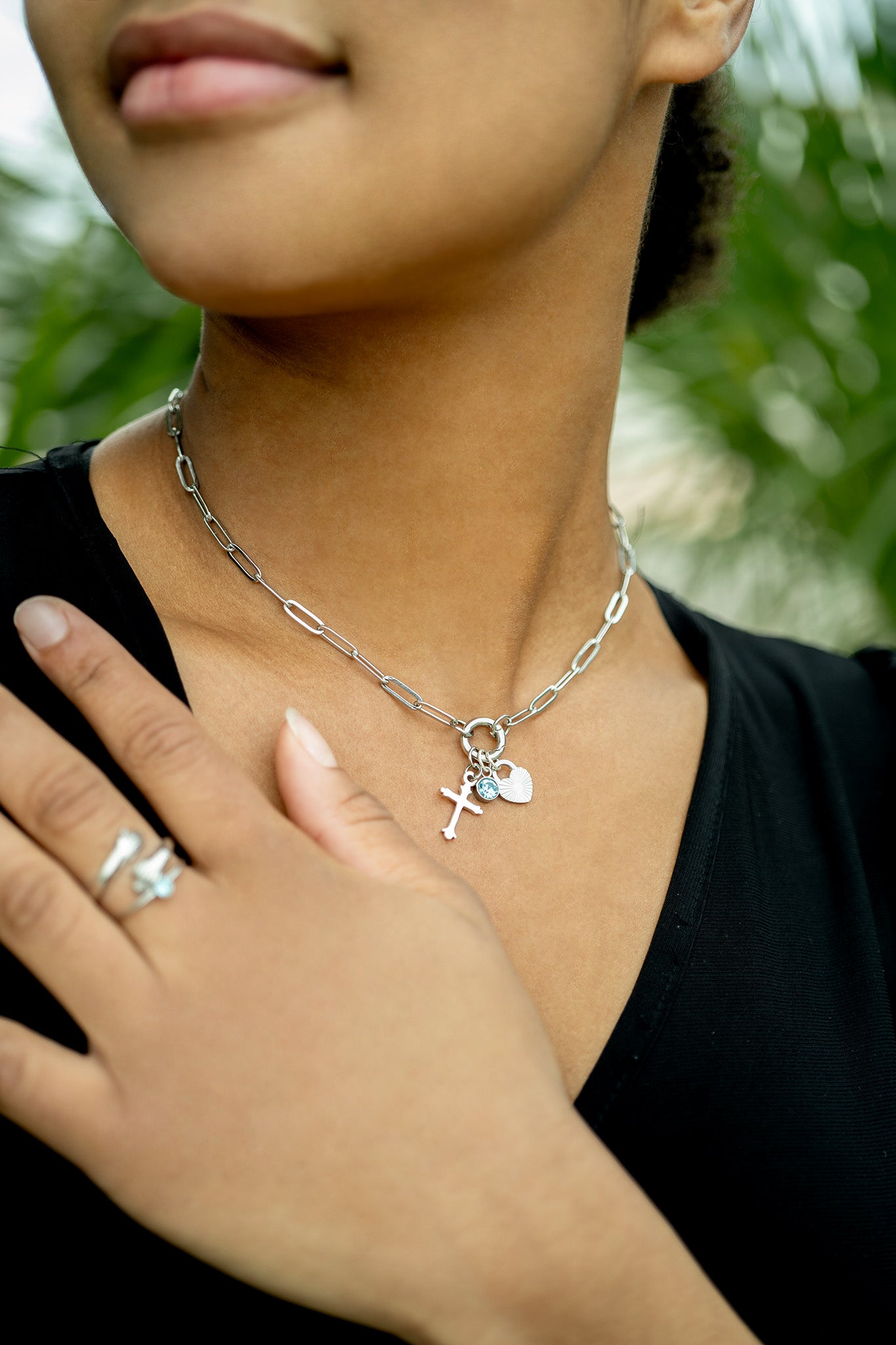 18K Gold PVD Stainless Steel Paperclip Charm Keeper Necklace / CHN9951、mySite、dreamappss