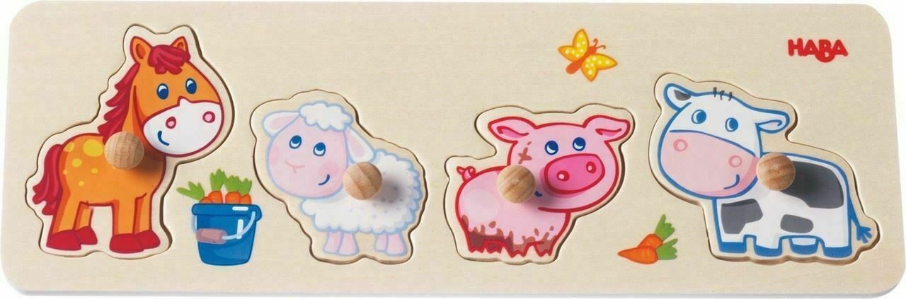 Baby Farm Animals 4 Piece Knob Clutching Puzzle、mySite、g9winljtr