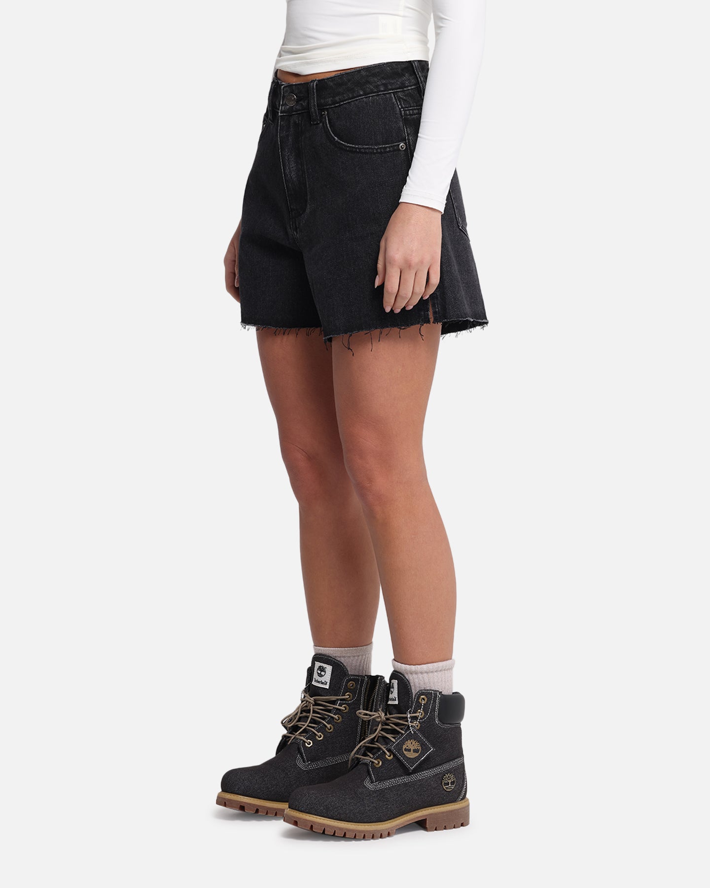 XXIII Women's High Cut A-Line Denim Shorts Washed Black、mySite、zt4zffjzw