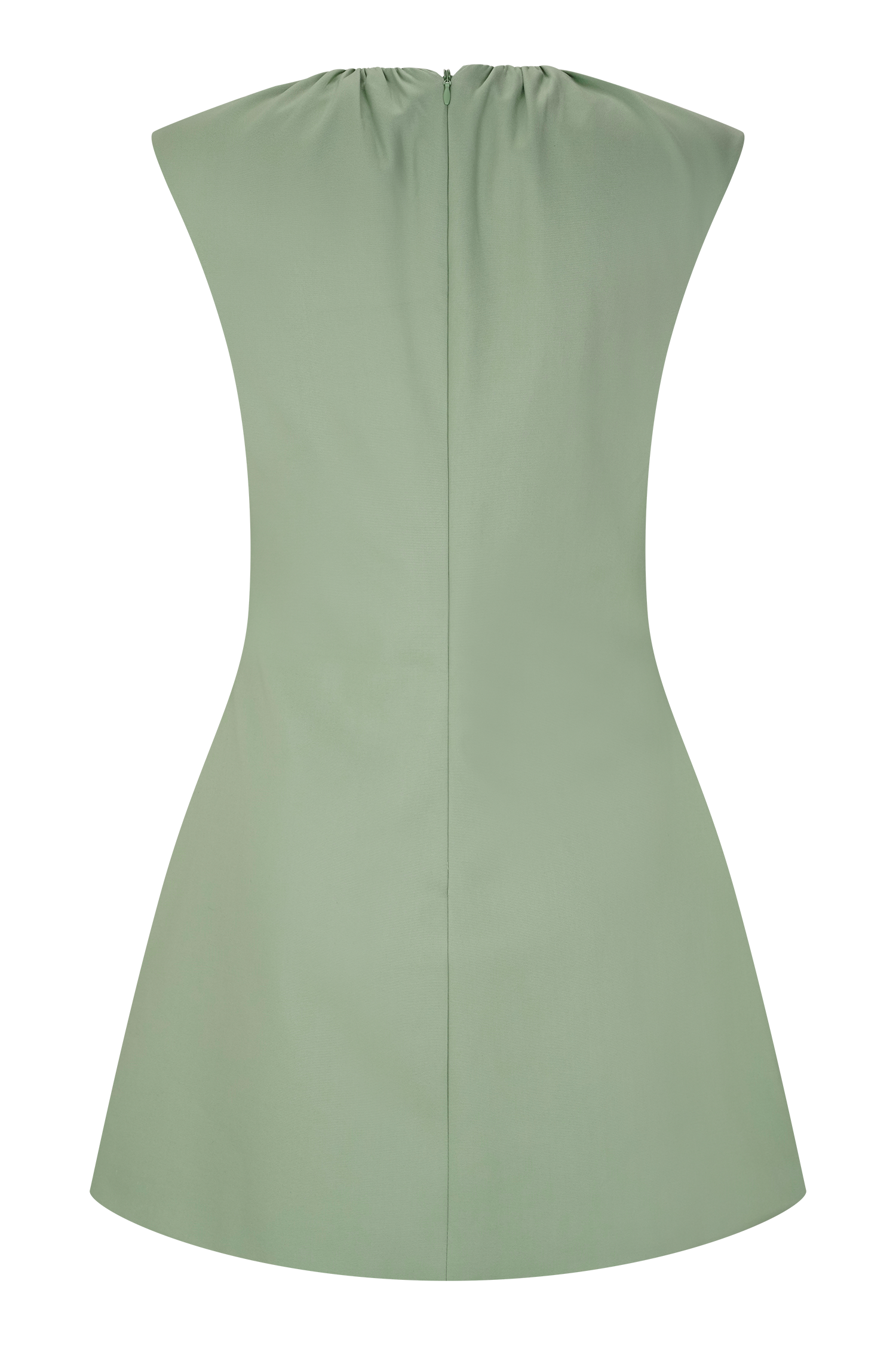 Ariana Pleated Neck Mini Dress - Sage、mySite、solidvoid