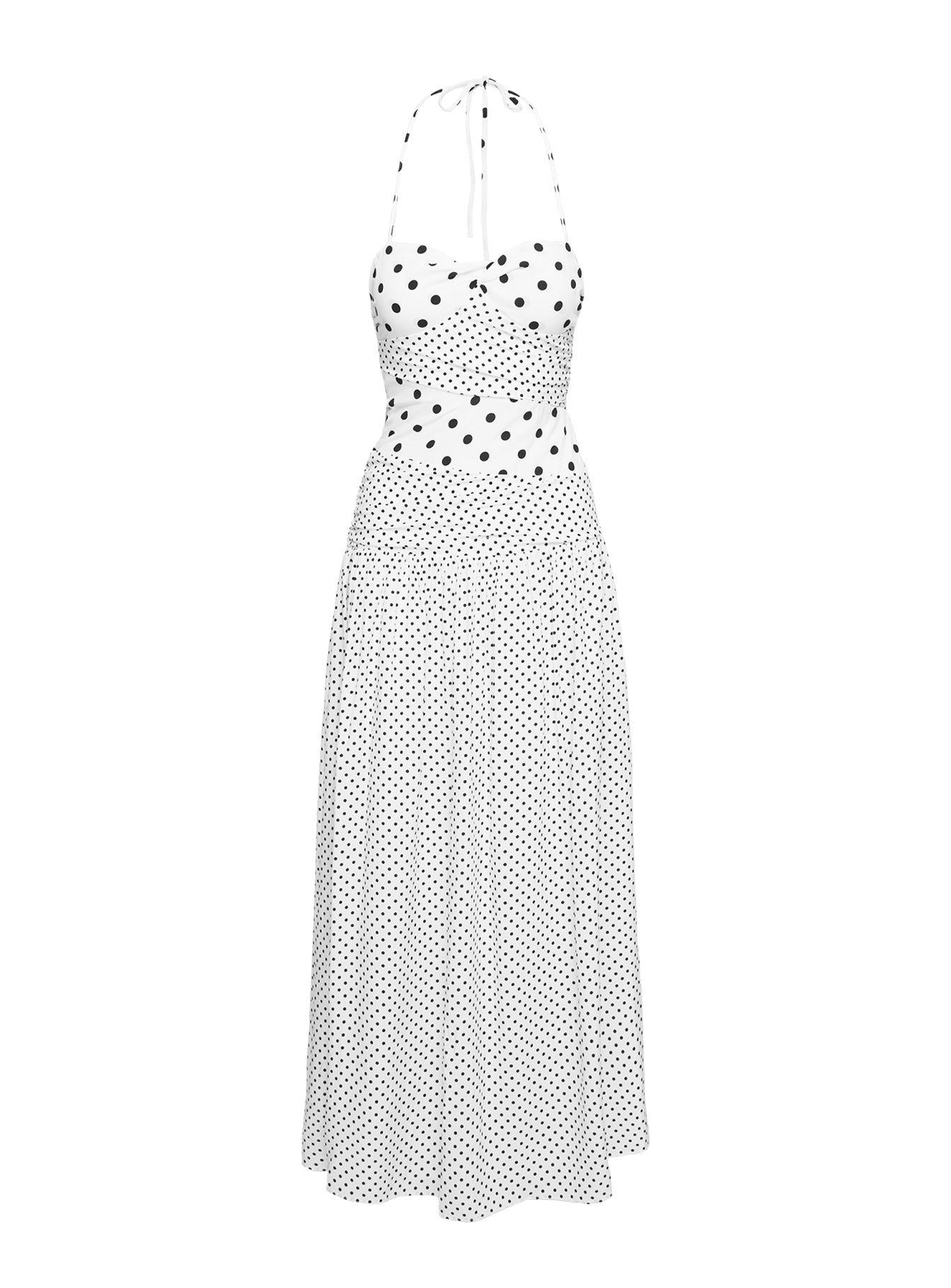 Marguerite Halter Maxi Dress White Polka、mySite、solidvoid