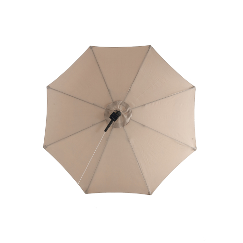 10ft Solar LED Offset Hanging Market Patio Umbrella ( khaki )(No Base)、、eastwooduniform