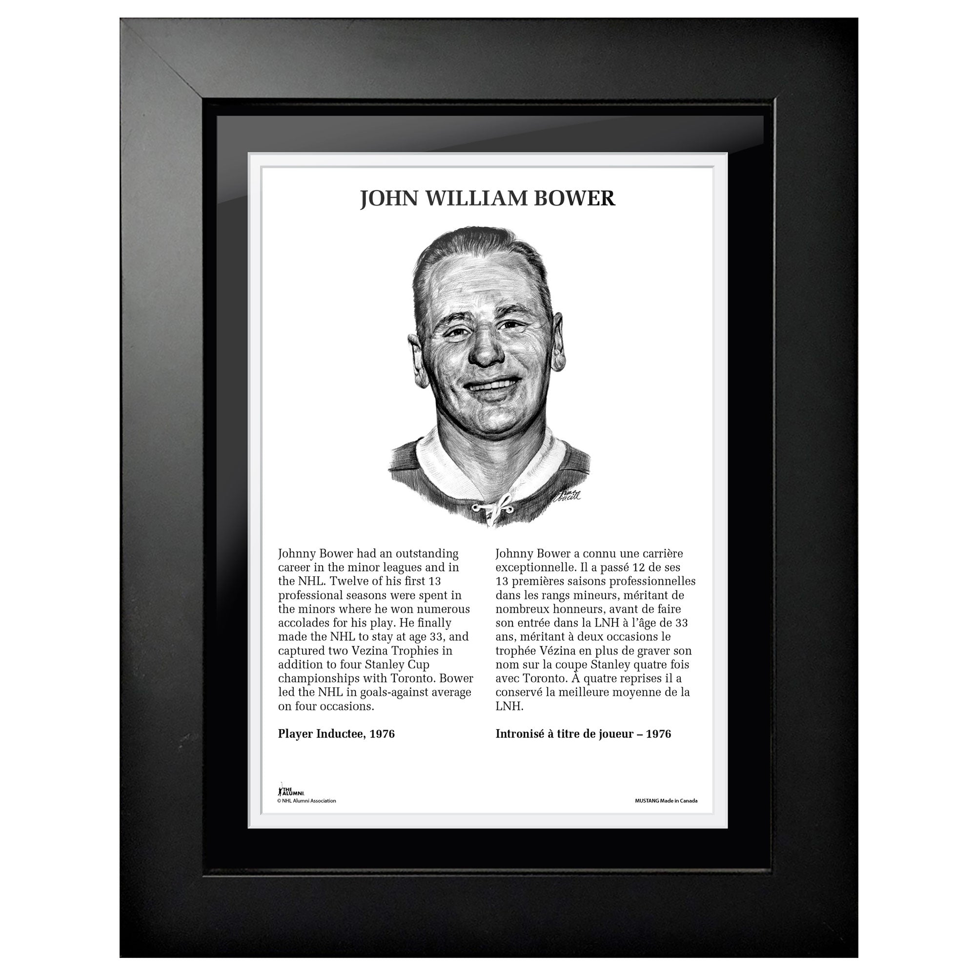 1976 Johnny Bower - NHL Legends 12x16 Frame