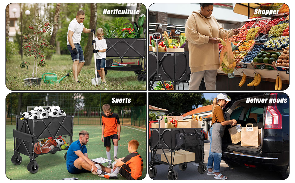 Double Decker Wagon, Heavy Duty Collapsible Wagon, Beach Wagon with Big Wheels