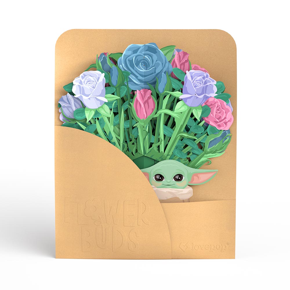 Star Wars™ The Mandalorian™ Grogu™ Birthday Pop-Up Card & Flower Buds Bouquet Bundle、mySite、solidvoid