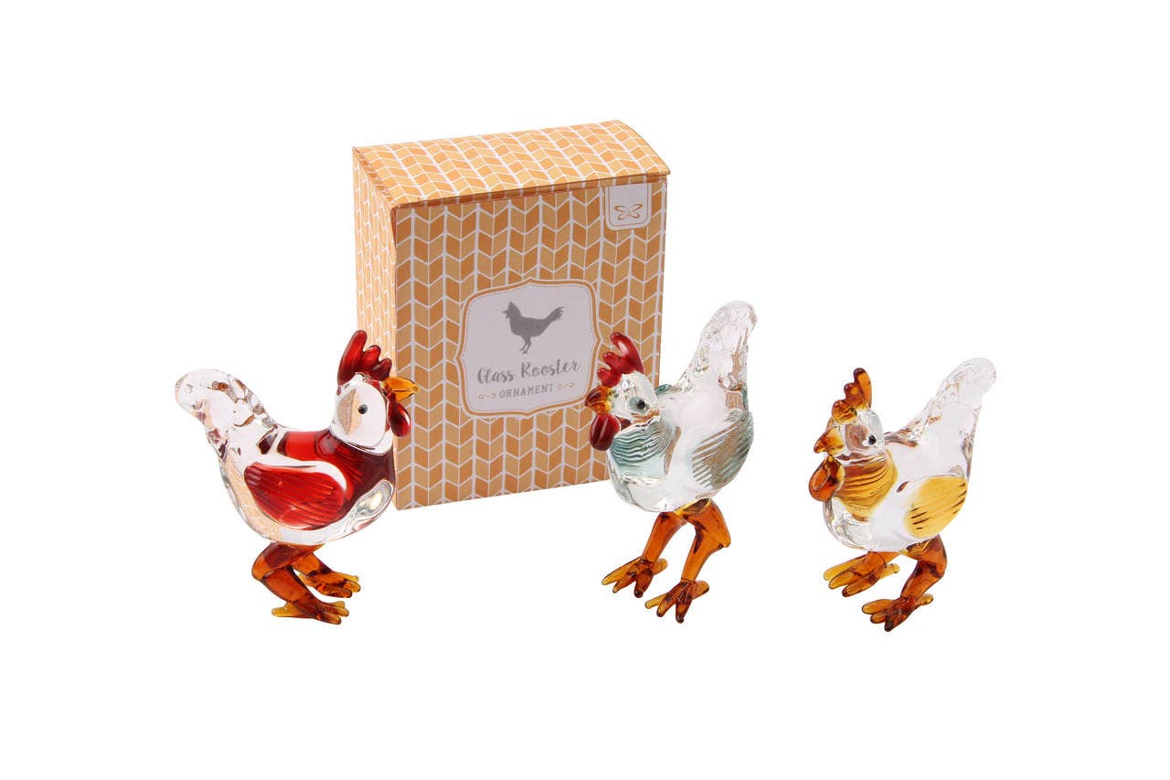 Handblown Glass Roosters, Cute little glass chickens、mySite、g9winljtr