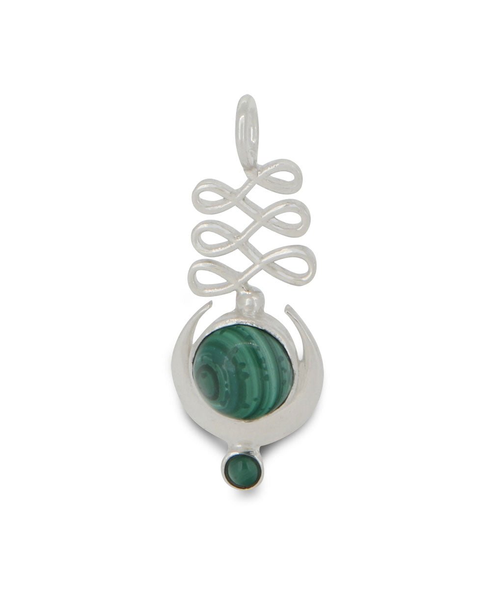 Sterling Silver Unalome Moon Malachite Pendant、mySite、topwebapps