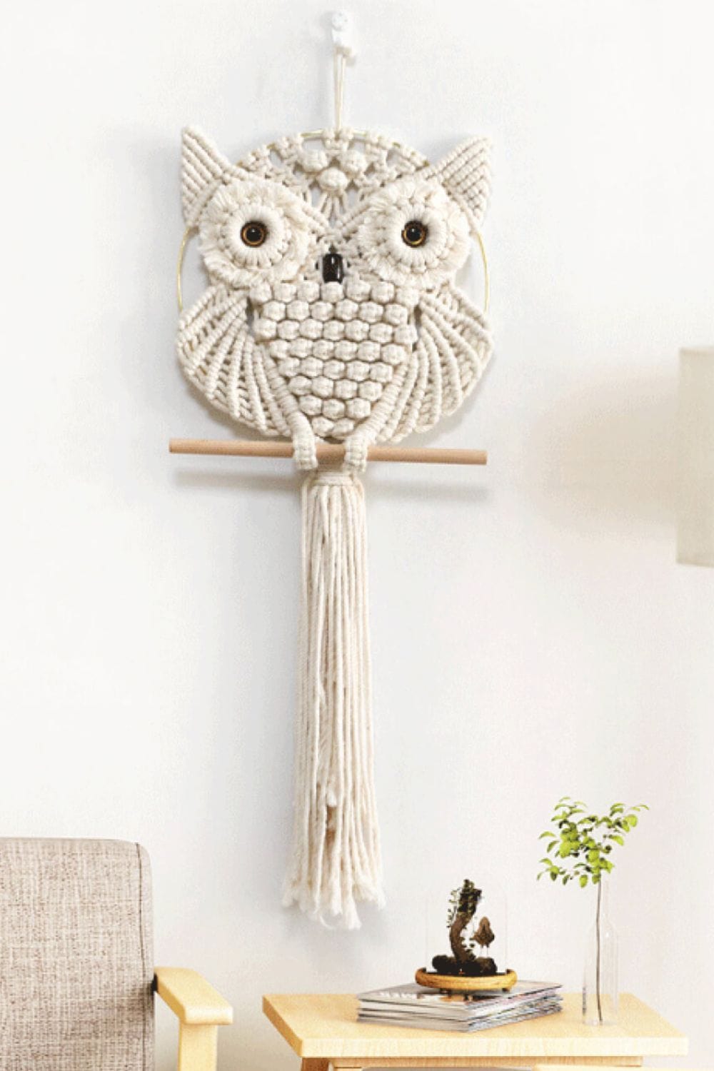 Hand-Woven Owl Macrame Wall Hanging、mySite、g9winljtr