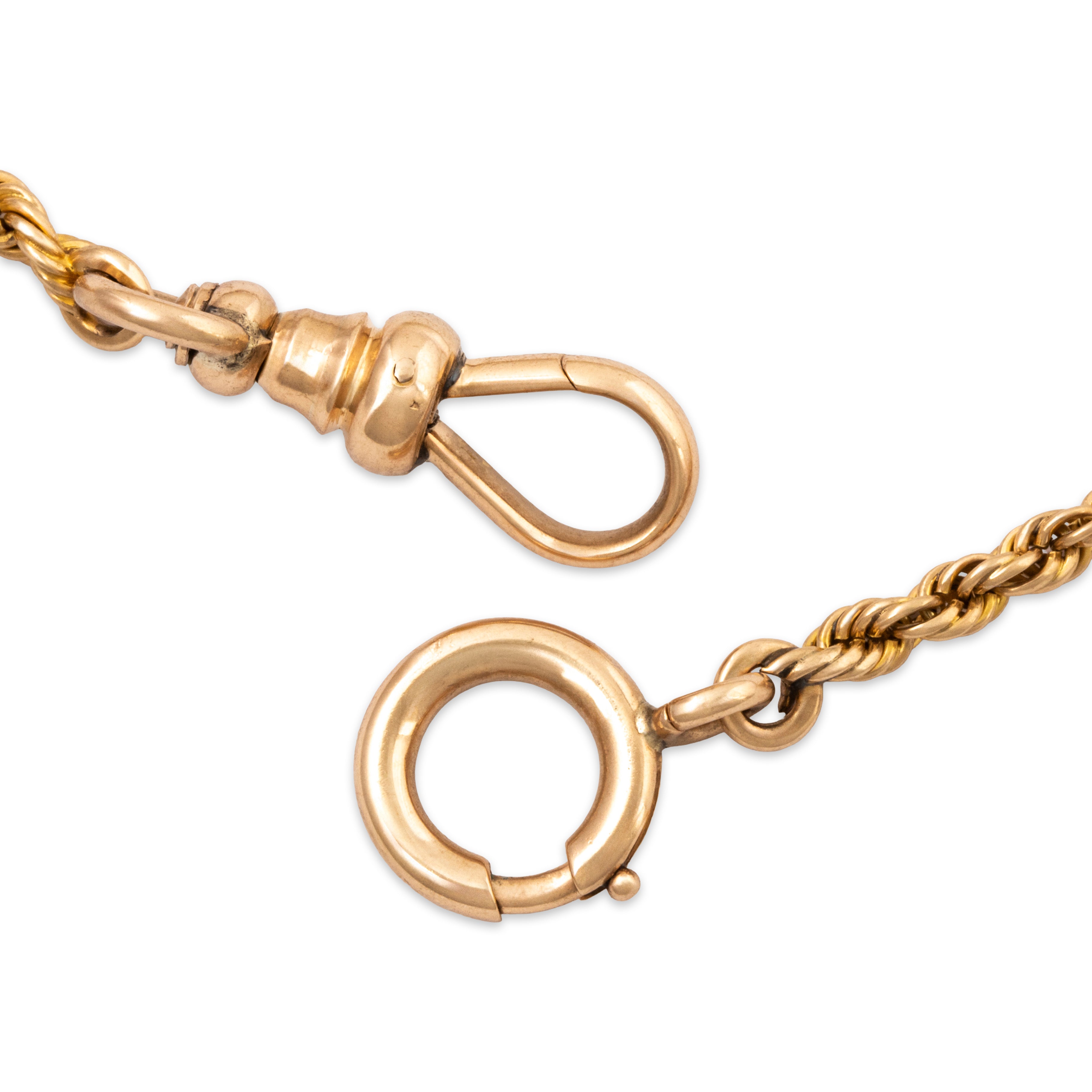 Antique 14k Rosy Yellow Gold Watch Fob Rope Chain Charm Holder Necklace 15.75、mySite、hinf8tx79