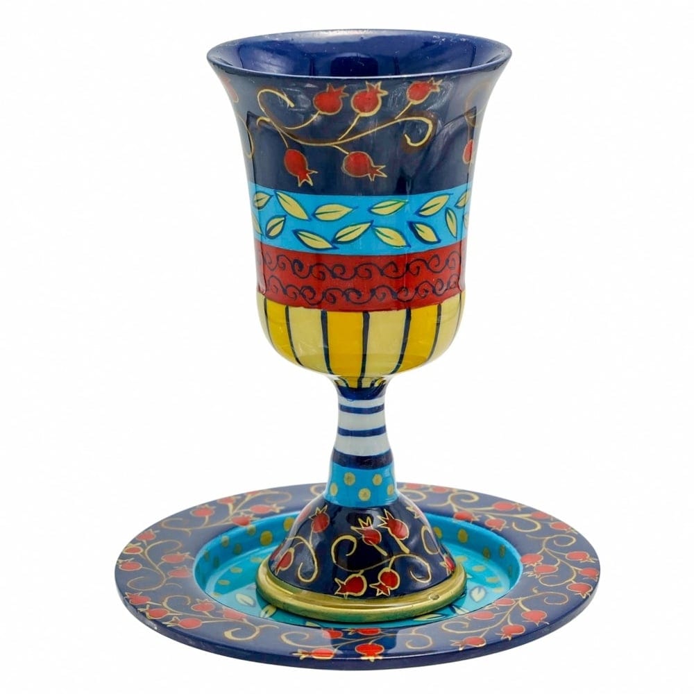 Hand-Painted Pomegranates Kiddush Cup by Yair Emanuel、mySite、topwebapps
