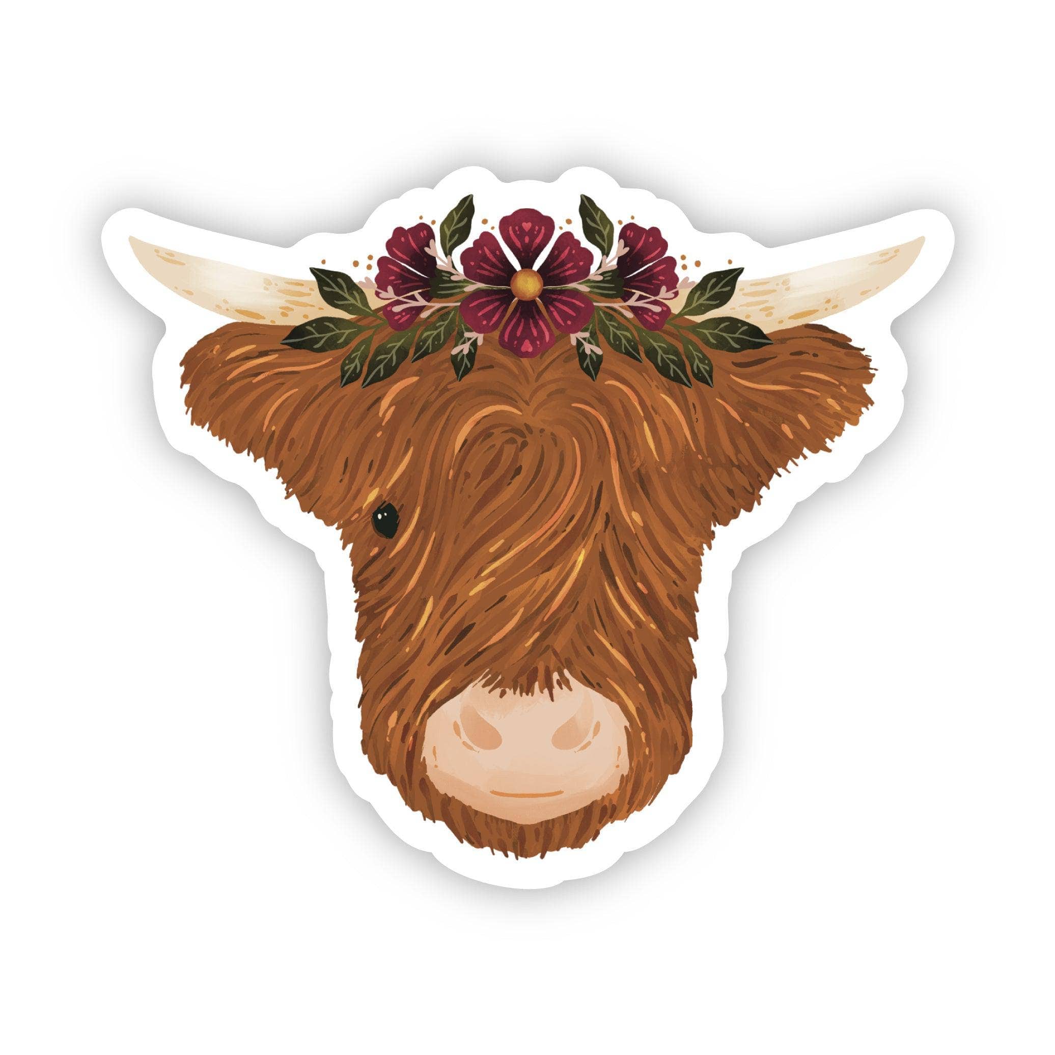 Big Moods - Highland Cow & Flower Crown Sticker、mySite、g9winljtr