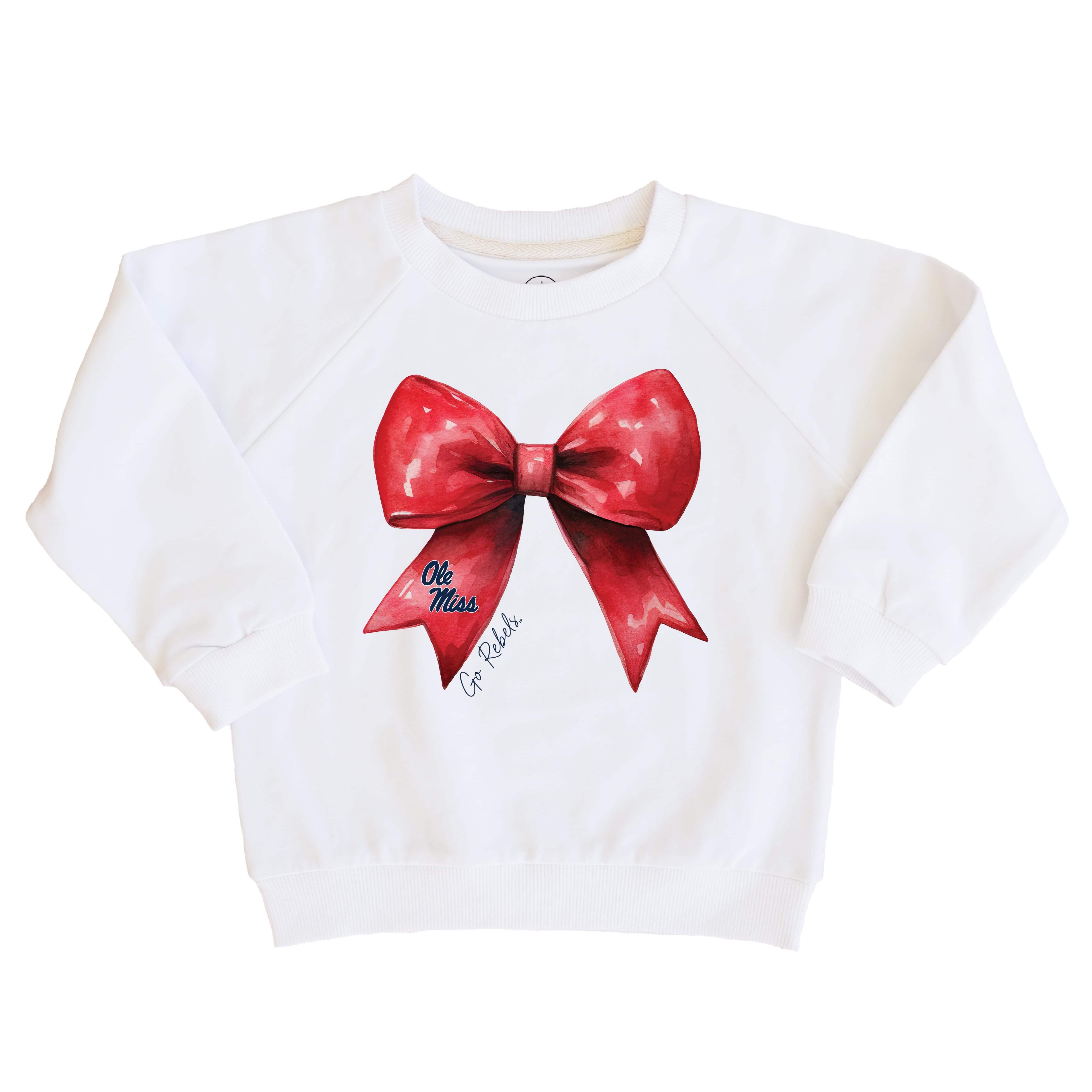  University of Mississippi | Footballs & Bows Kids Graphic Sweatshirts、mySite、layawaytickets
